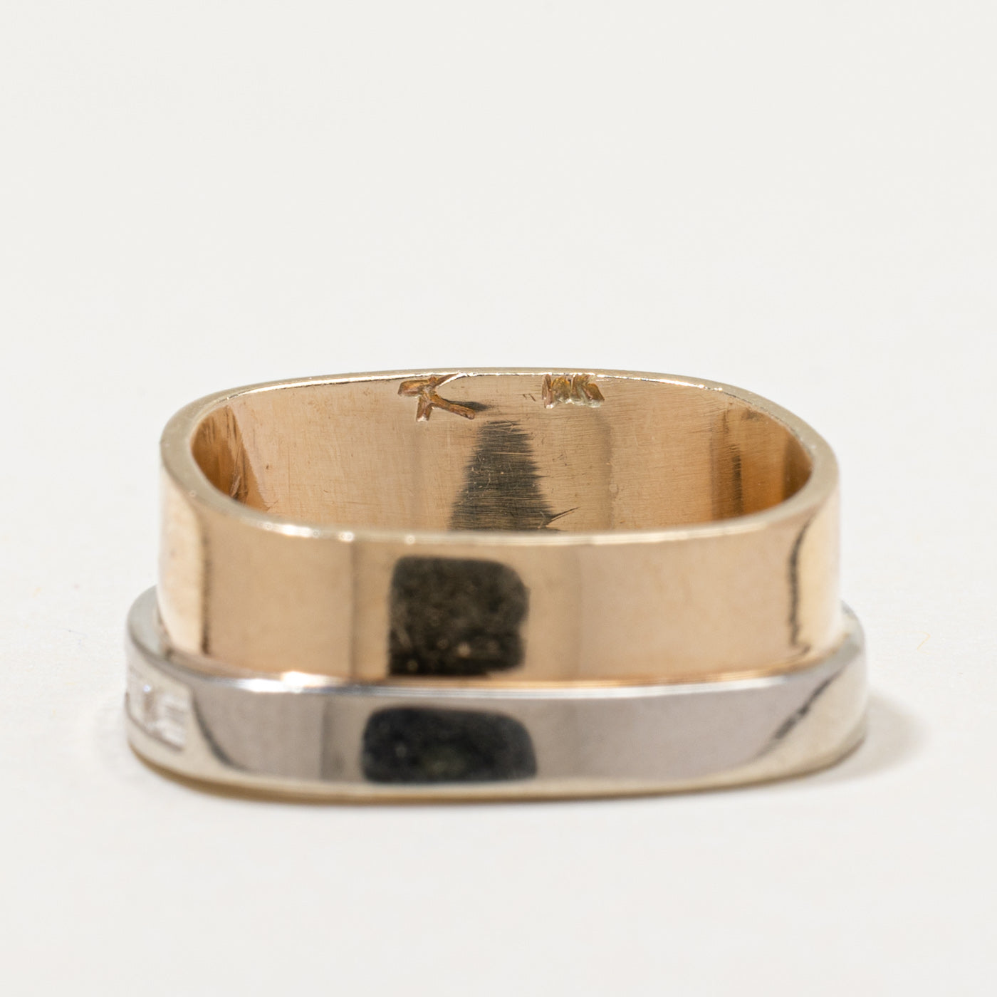 Two Tone Gold Diamond Chunky Ring | 0.17ctw | SZ 6
