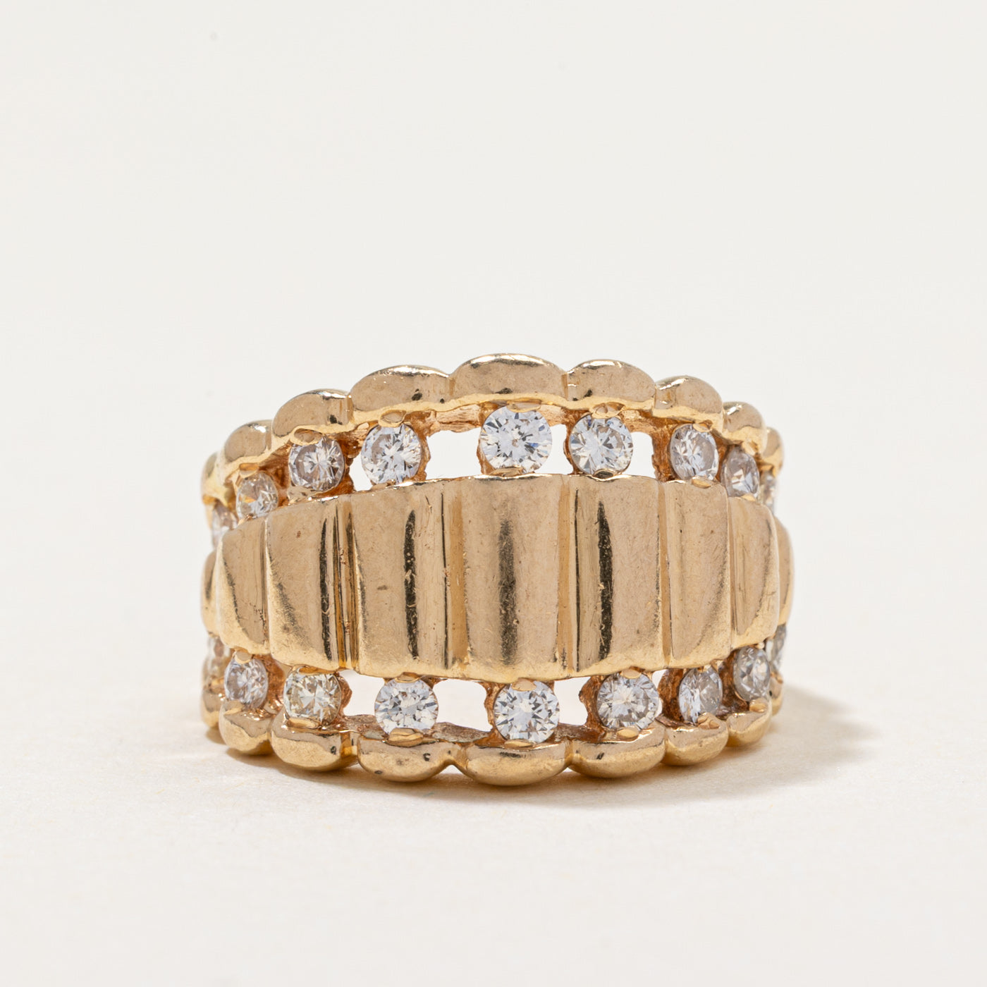 14k Diamond Scalloped Chunky Ring | 0.60ctw | SZ 5