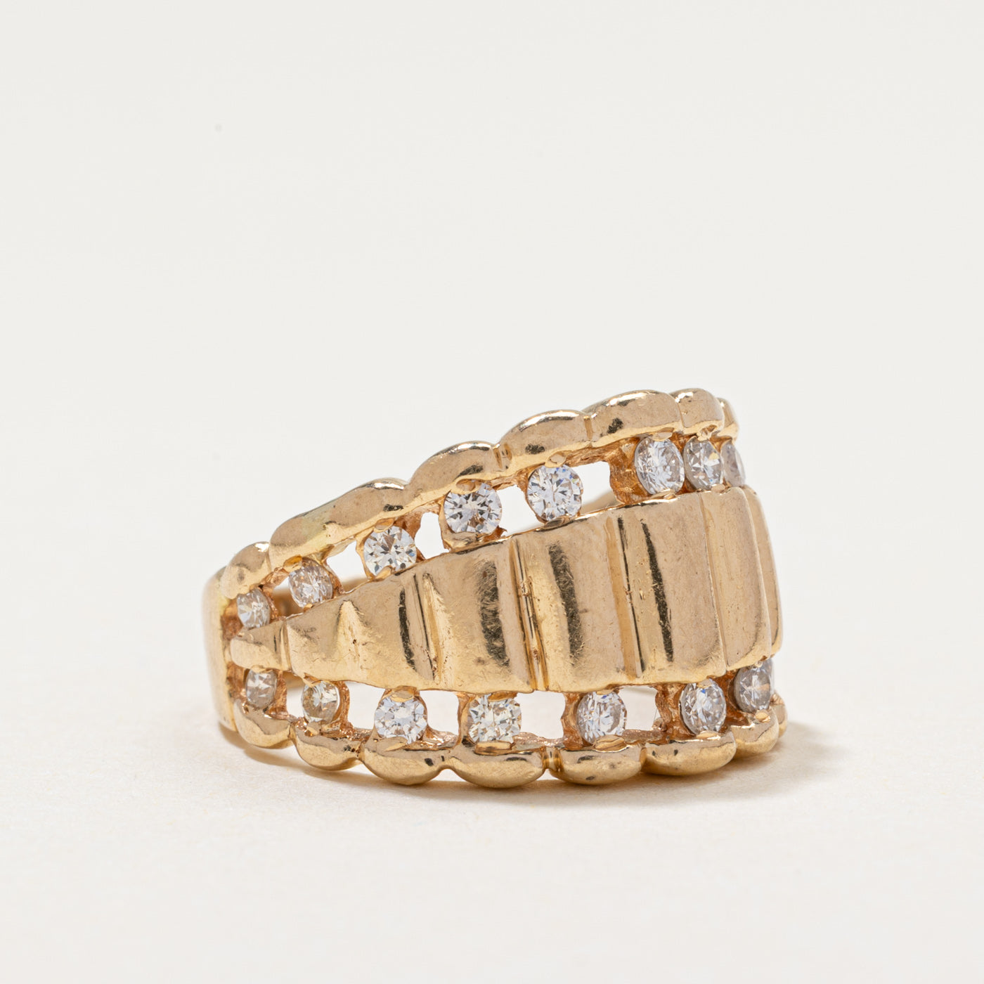 14k Diamond Scalloped Chunky Ring | 0.60ctw | SZ 5