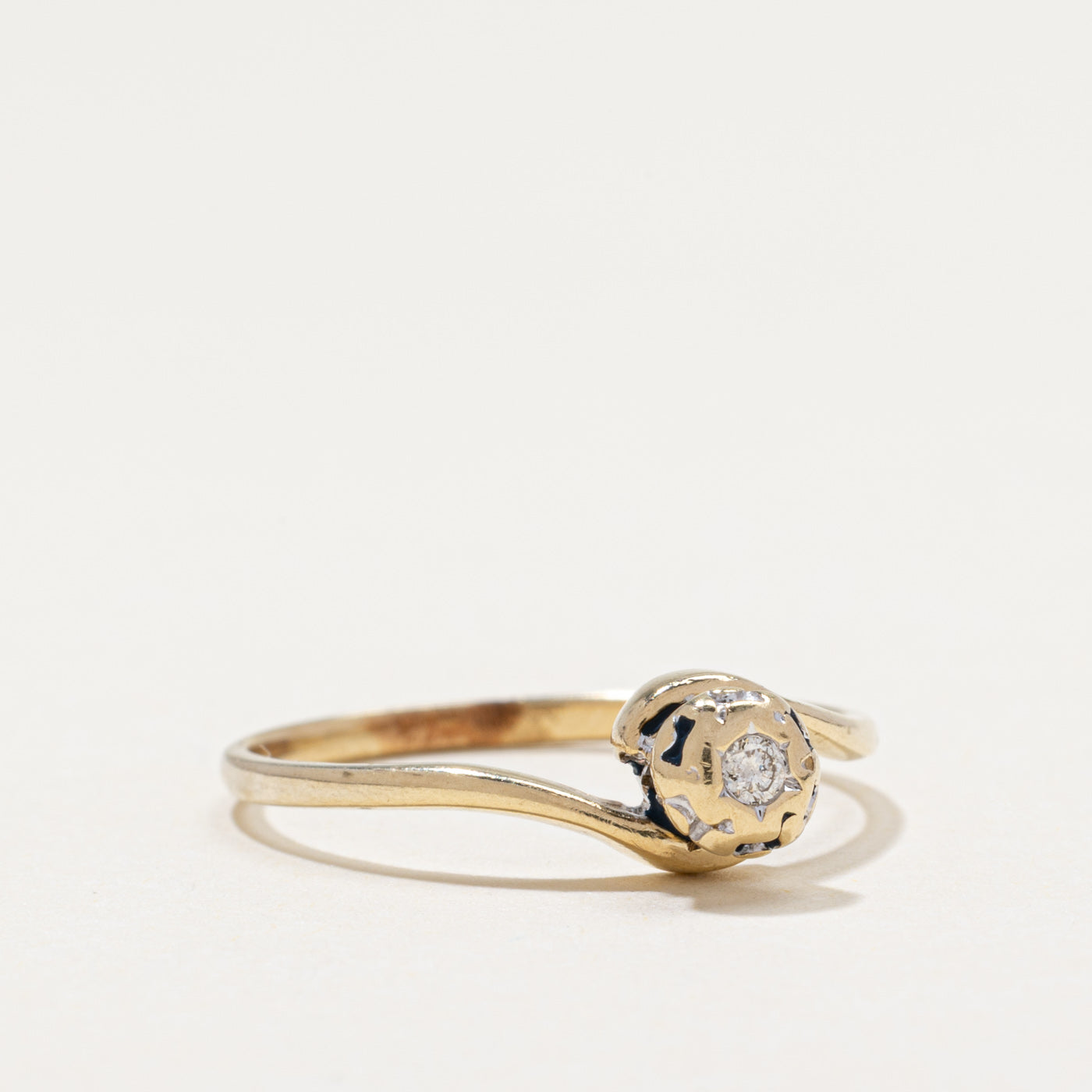 Solitaire Diamond Bypass Ring | 0.03ct | SZ 7.5