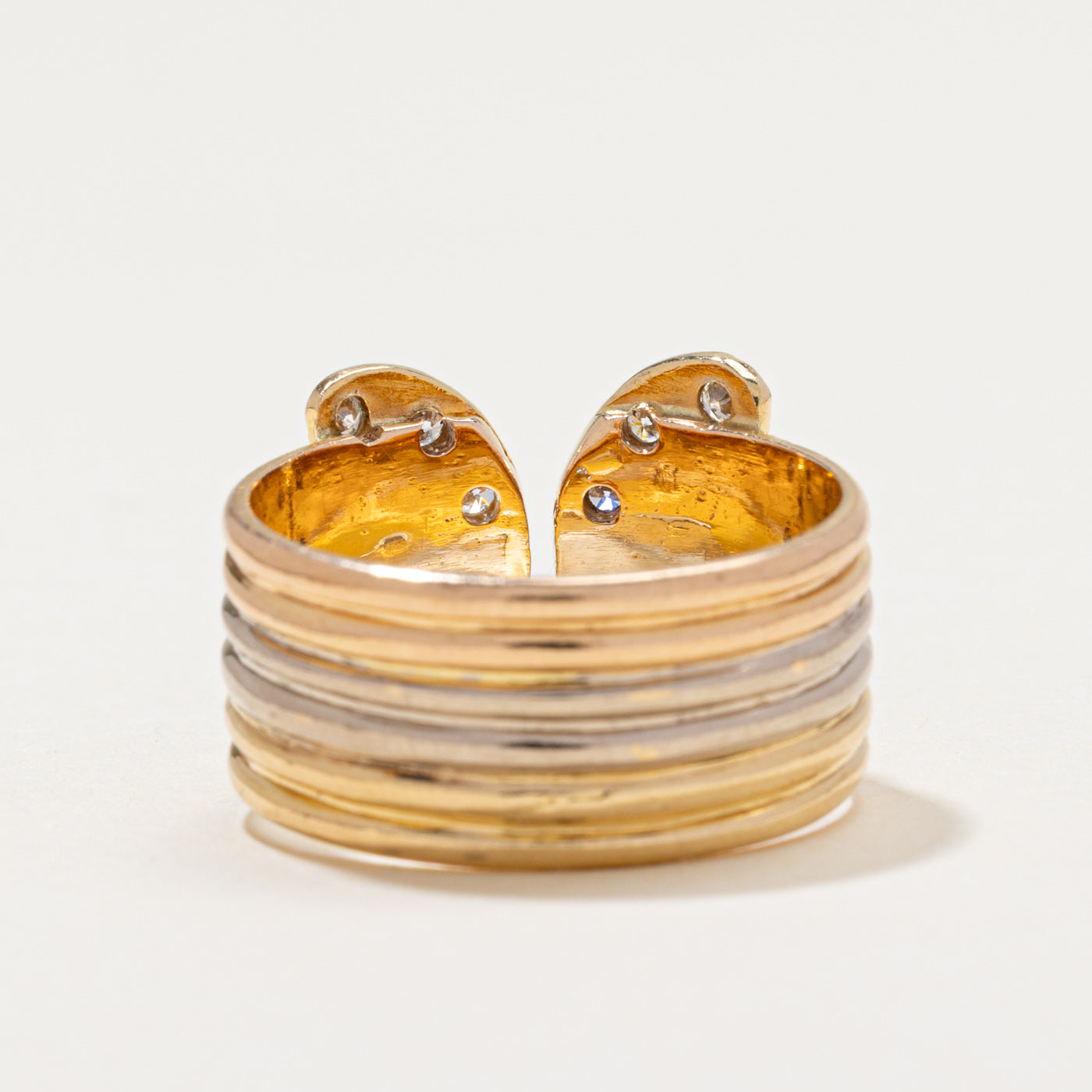 Diamond C Design Grooved Cocktail Ring | 0.42ctw | SZ 7.25