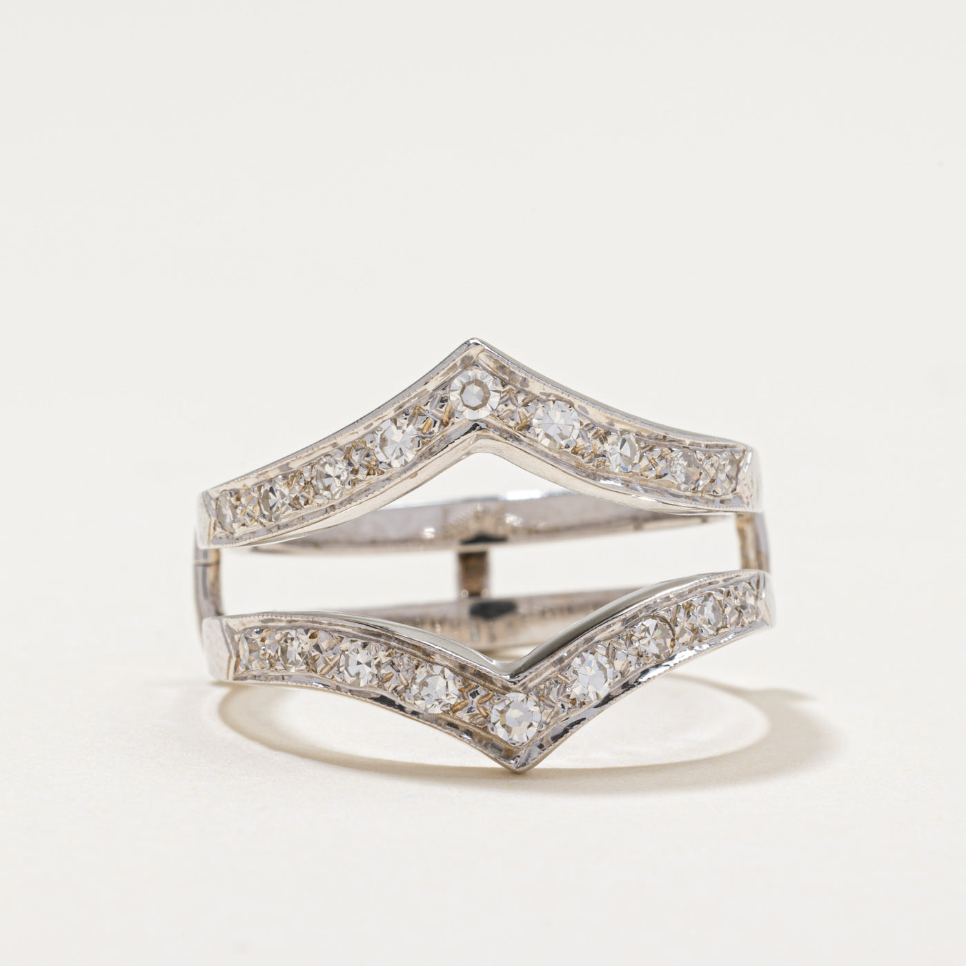 14k Diamond Chevron Ring Guard | 0.44ctw | SZ 10
