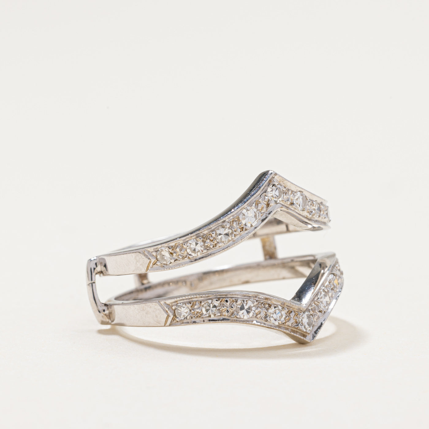 14k Diamond Chevron Ring Guard | 0.44ctw | SZ 10