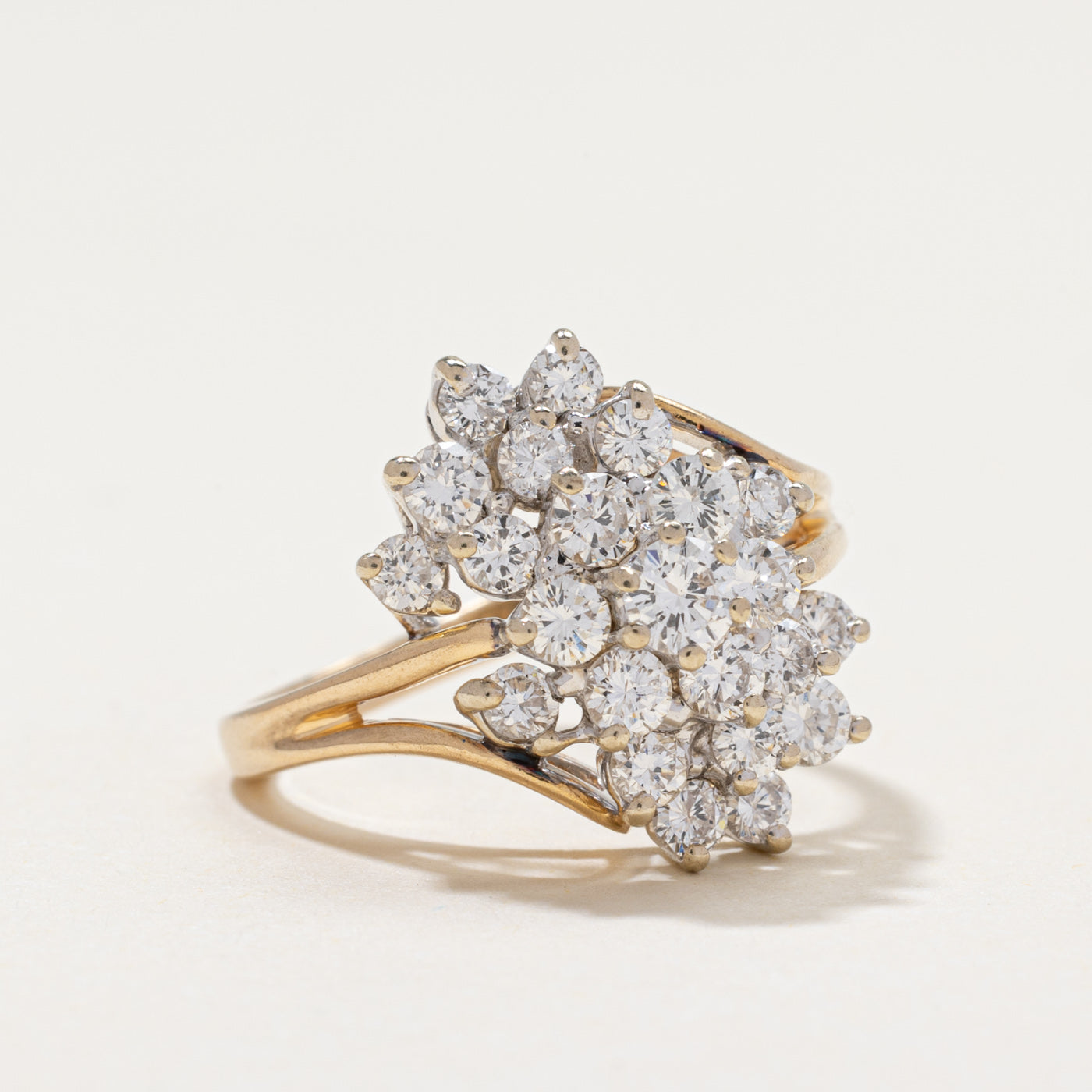 Diamond Cluster Bypass Cocktail Ring | 1.26ctw | SZ 7