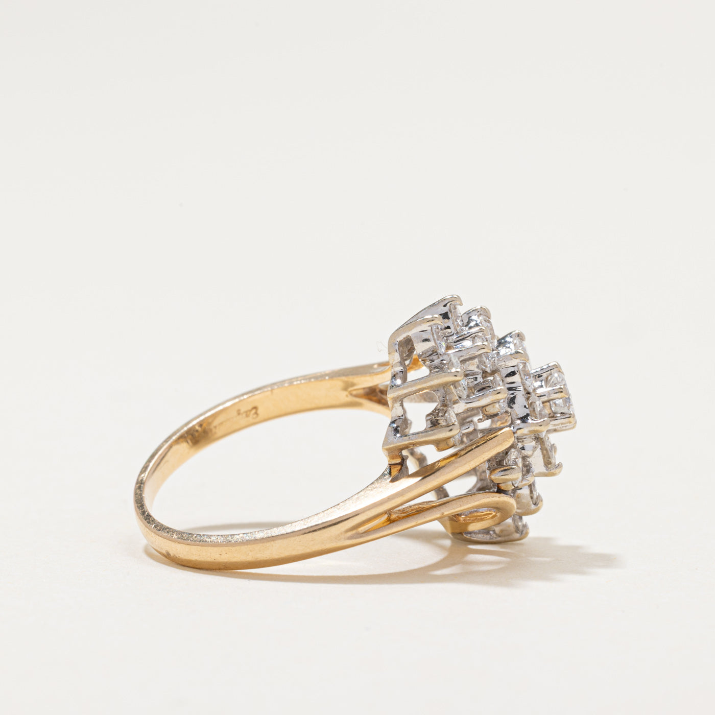 Diamond Cluster Bypass Cocktail Ring | 1.26ctw | SZ 7