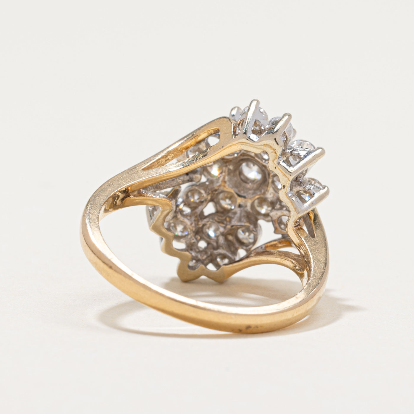 Diamond Cluster Bypass Cocktail Ring | 1.26ctw | SZ 7