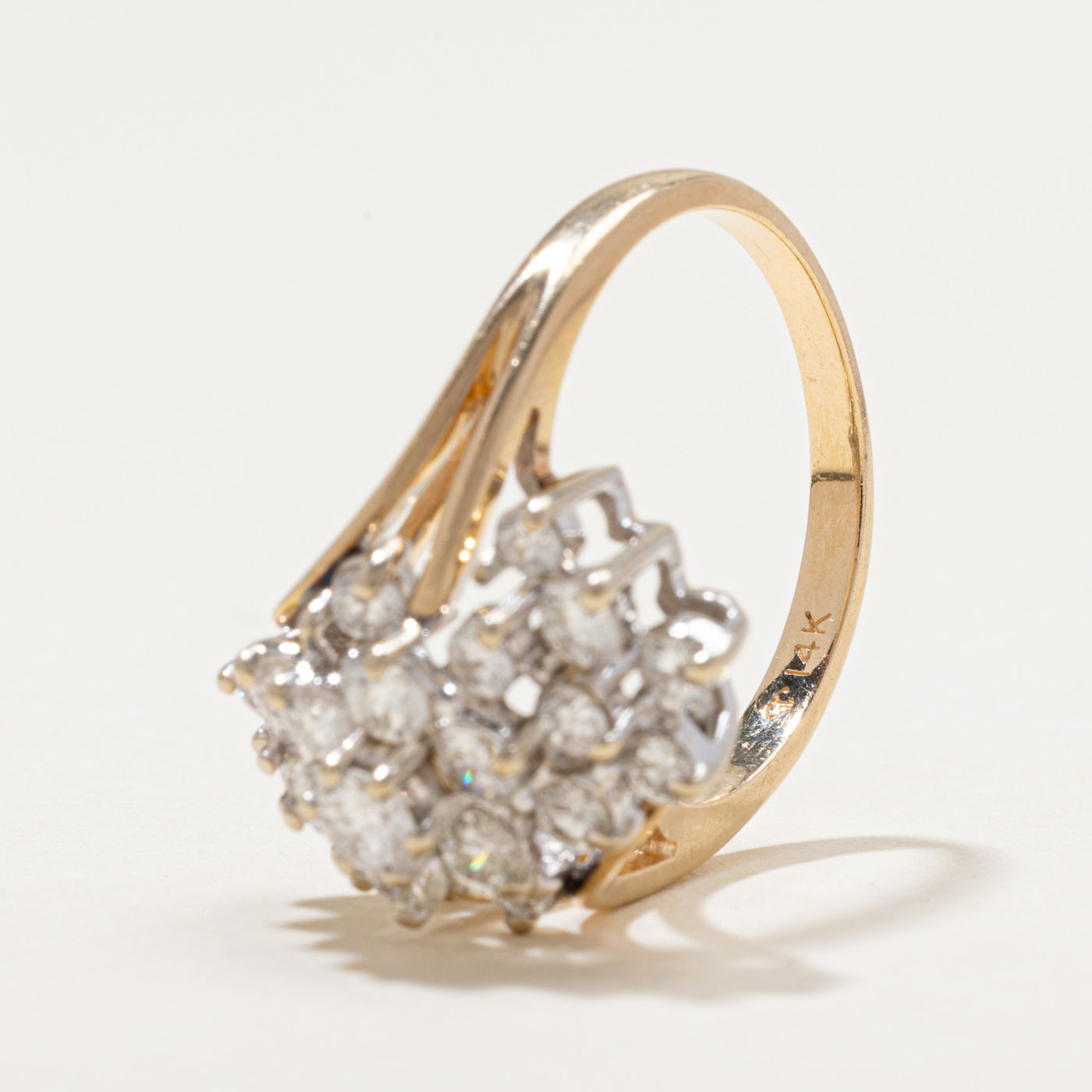 Diamond Cluster Bypass Cocktail Ring | 1.26ctw | SZ 7
