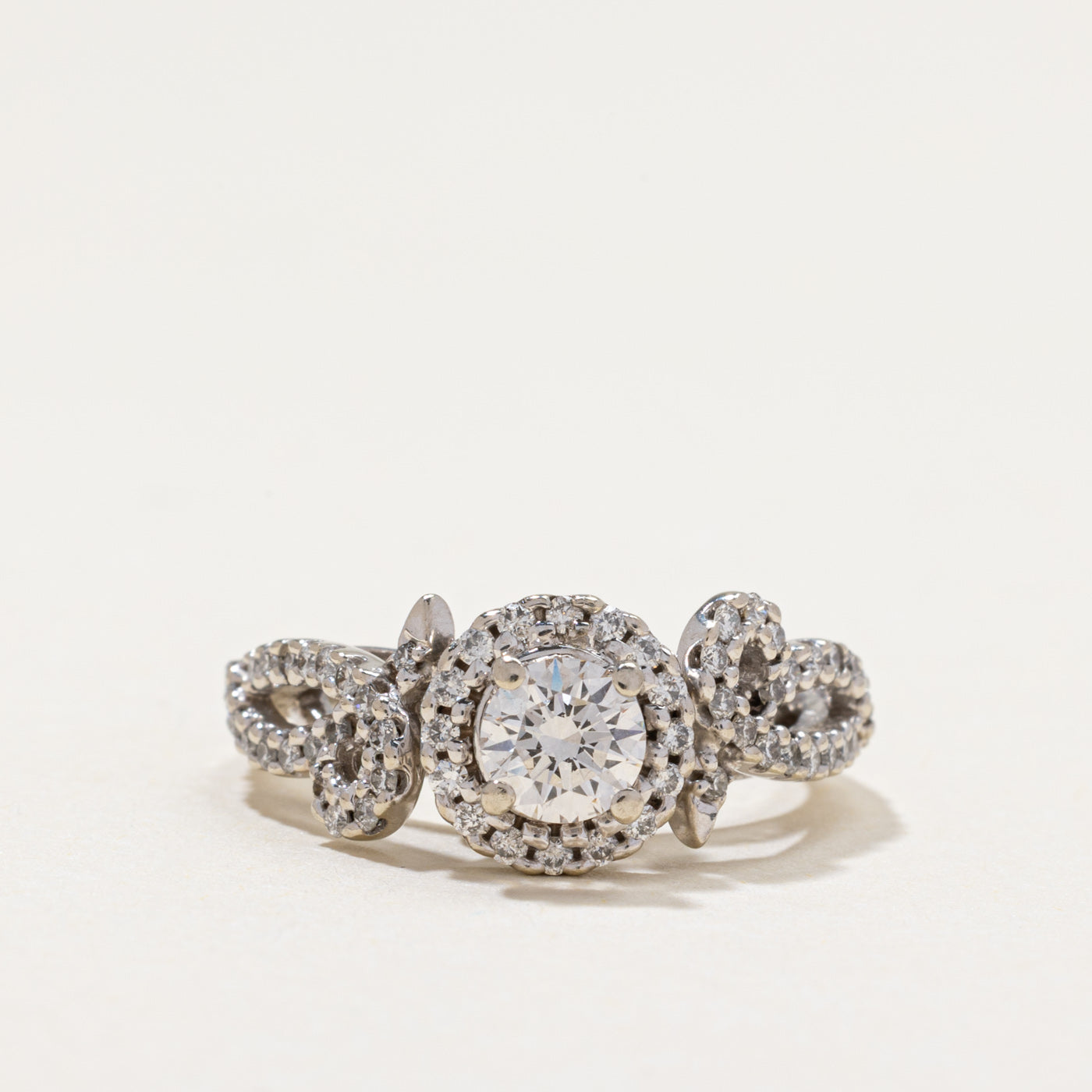Diamond Halo Scrollwork Design Ring | 0.81ctw | SZ 5.25