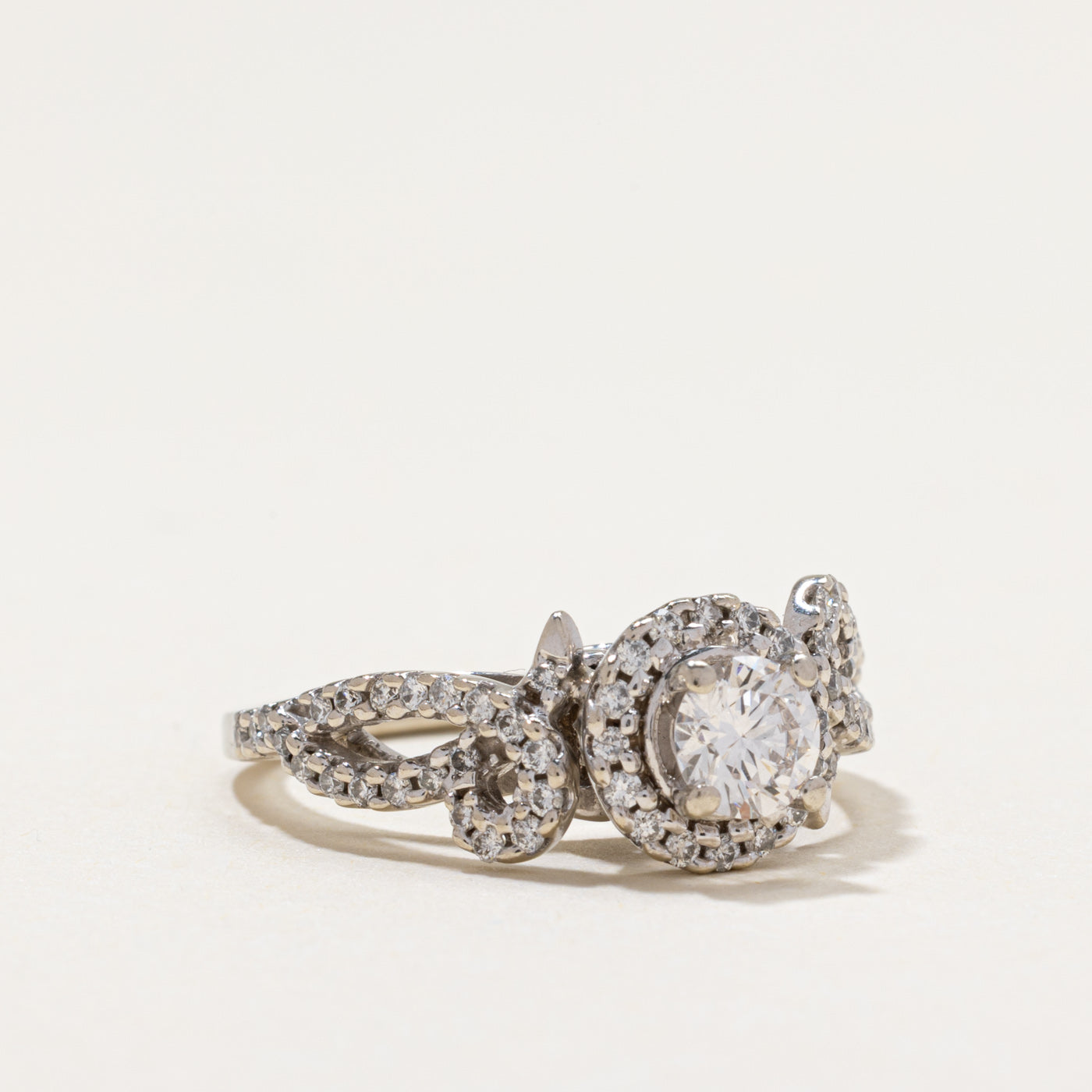 Diamond Halo Scrollwork Design Ring | 0.81ctw | SZ 5.25