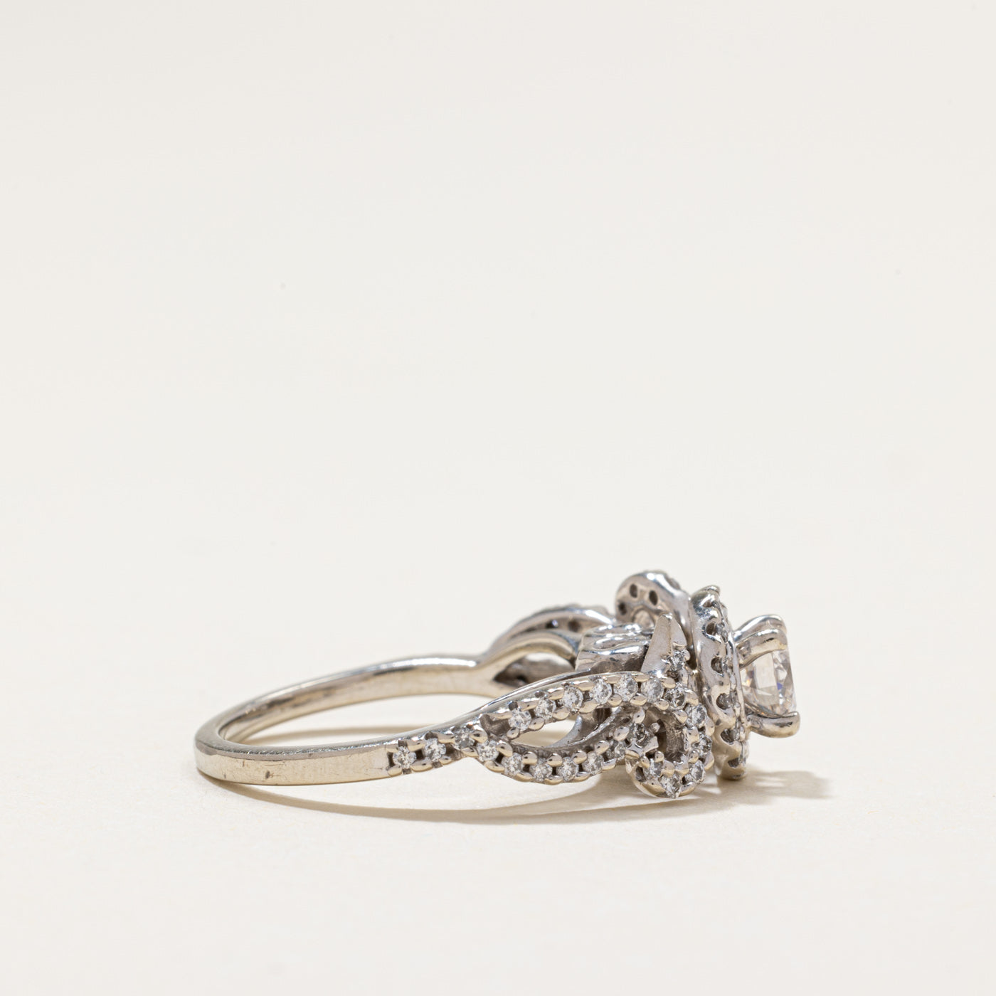 Diamond Halo Scrollwork Design Ring | 0.81ctw | SZ 5.25