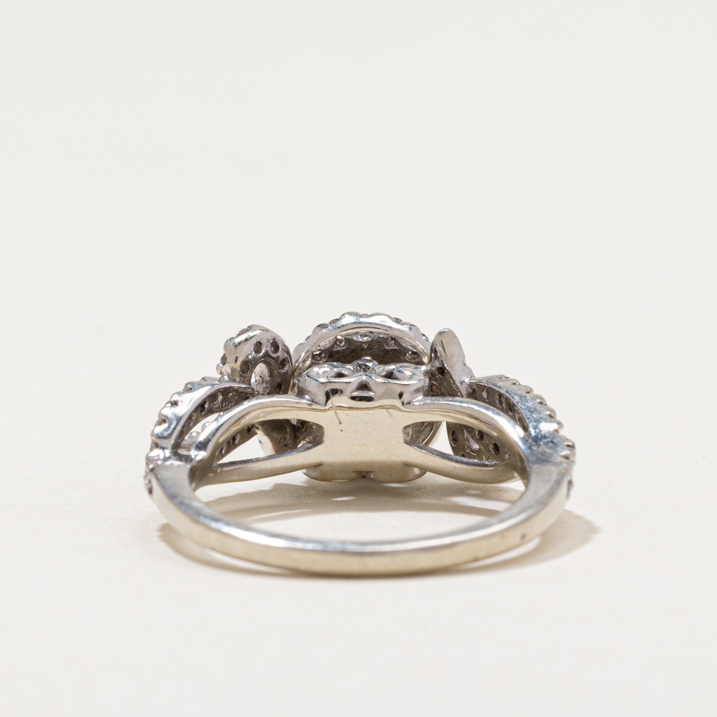 Diamond Halo Scrollwork Design Ring | 0.81ctw | SZ 5.25