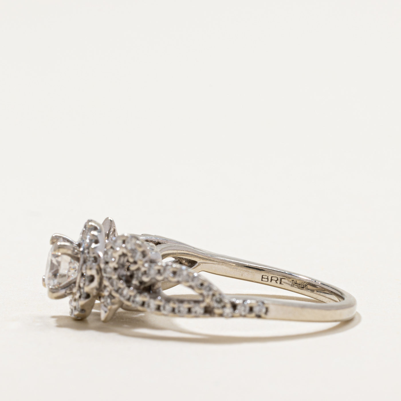 Diamond Halo Scrollwork Design Ring | 0.81ctw | SZ 5.25