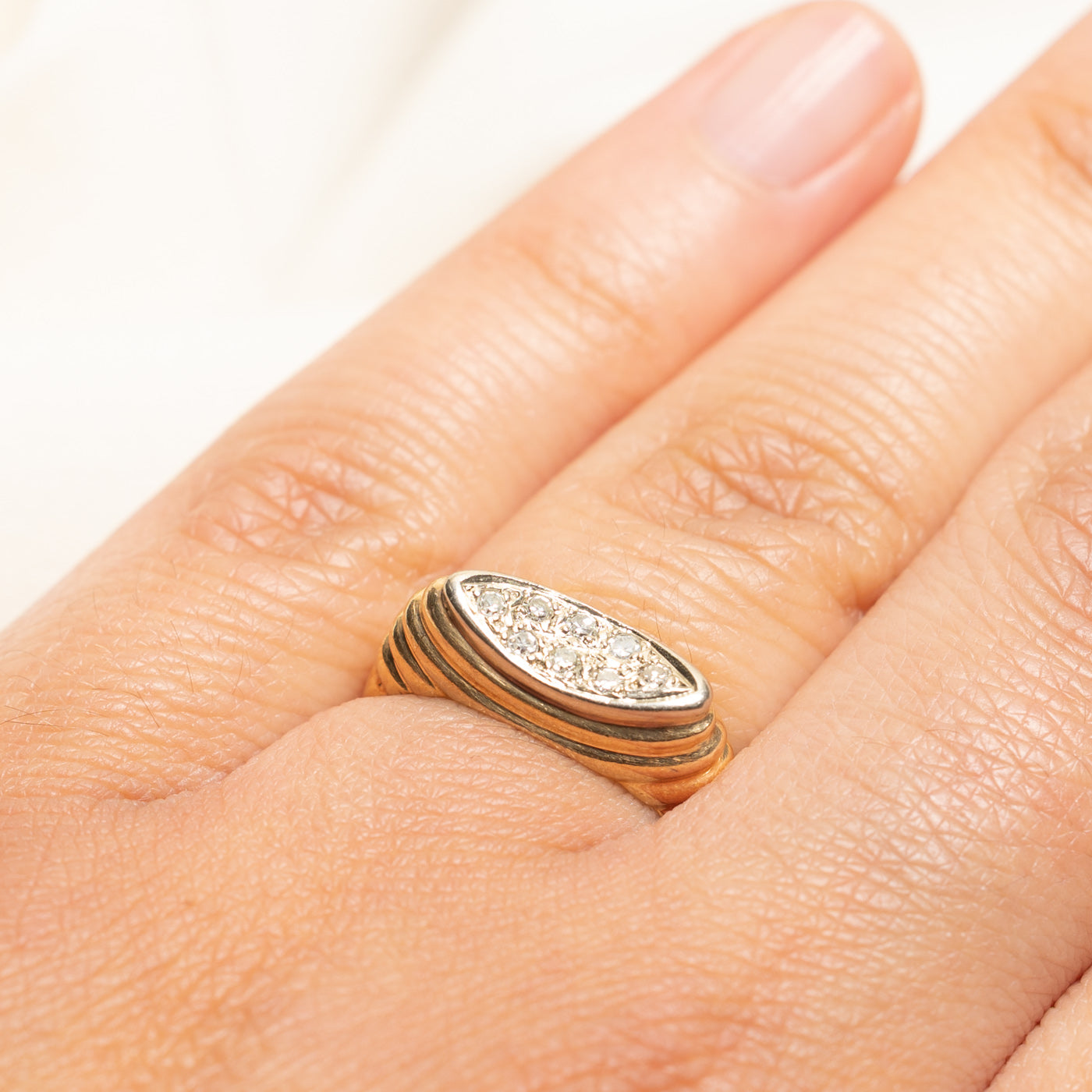 Diamond Marquise Cluster Grooved Ring | 0.12ctw | SZ 6