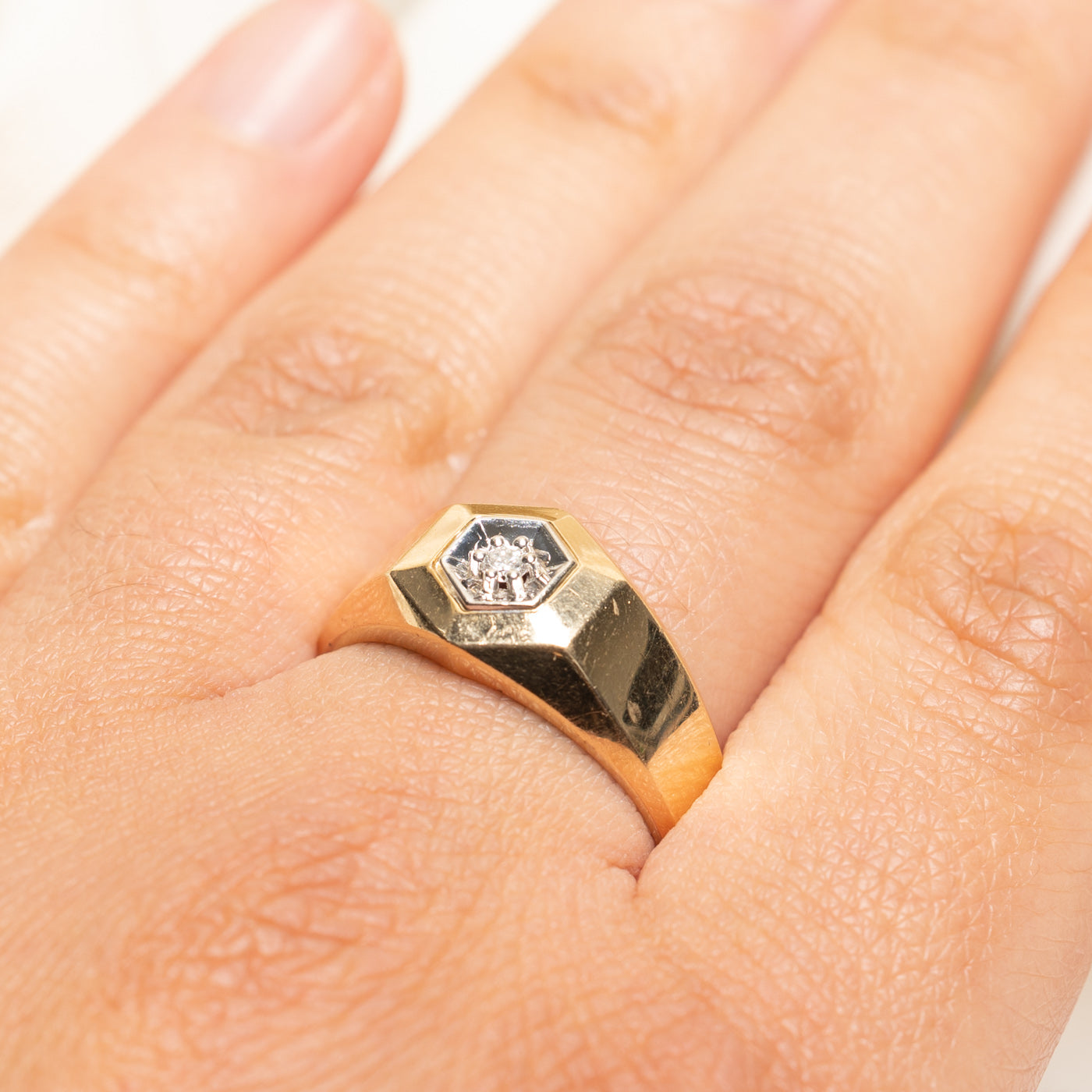 Illusion Set Diamond Hexagon Ring | 0.04ct | SZ 10.25