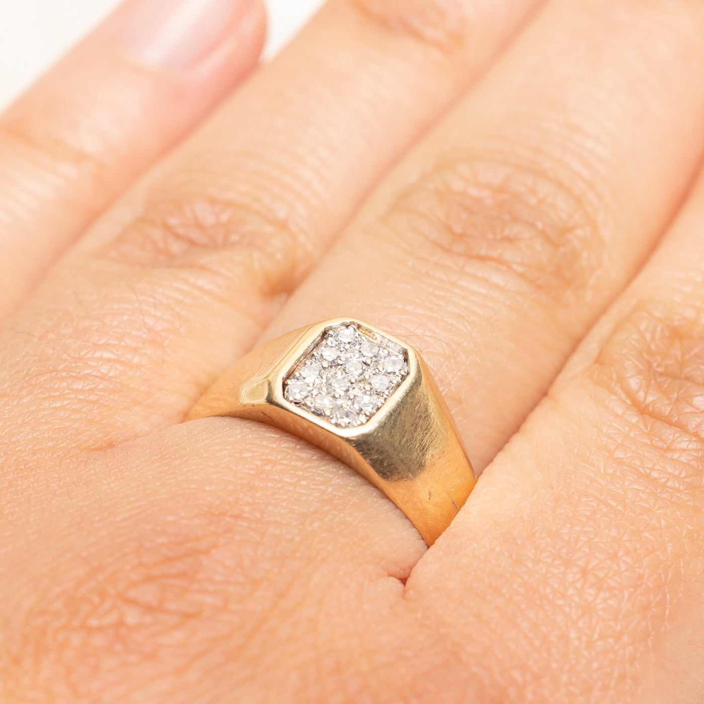 Diamond Cluster Signet Ring | 0.18ctw | SZ 9.25