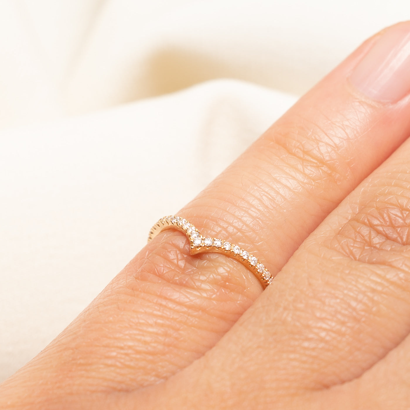 Semi Eternity Diamond Chevron Ring | 0.08ctw | SZ 3.25