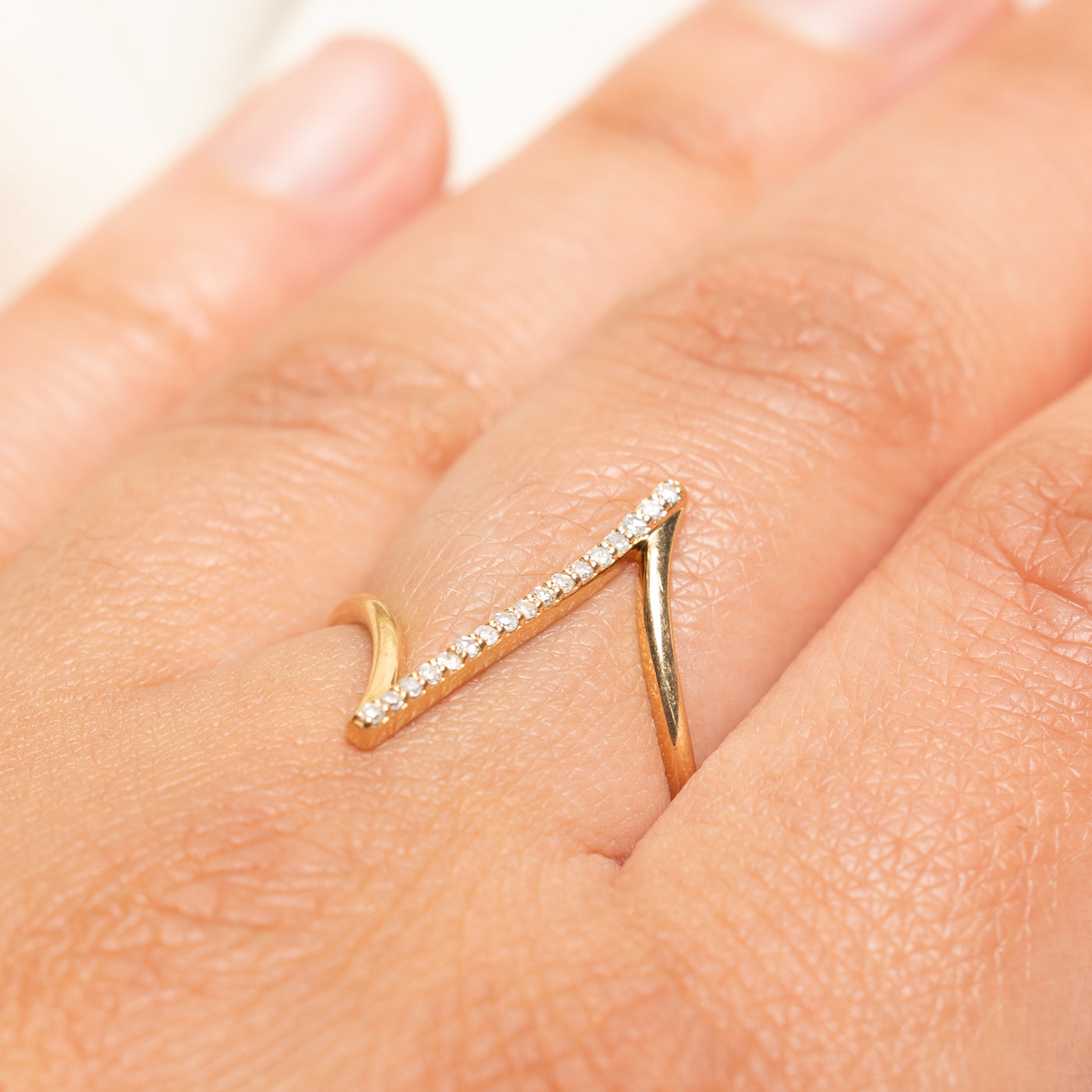 Diamond Column Bypass Ring | 0.09ctw | SZ 7.5