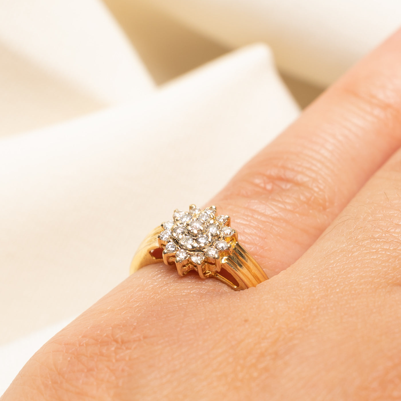 Diamond Cluster Petal Ring | 0.21ctw | SZ 5.5