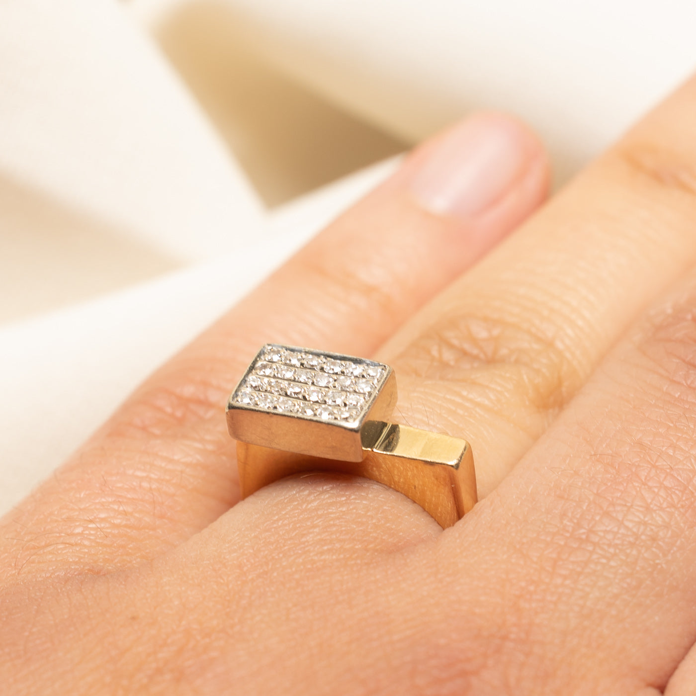 Diamond Grid Chunky Ring | 0.24ctw | SZ 6.75