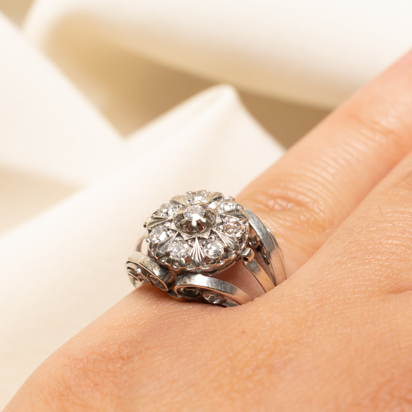 Diamond Floral Design Cocktail Ring | 0.40ctw | SZ 4.25