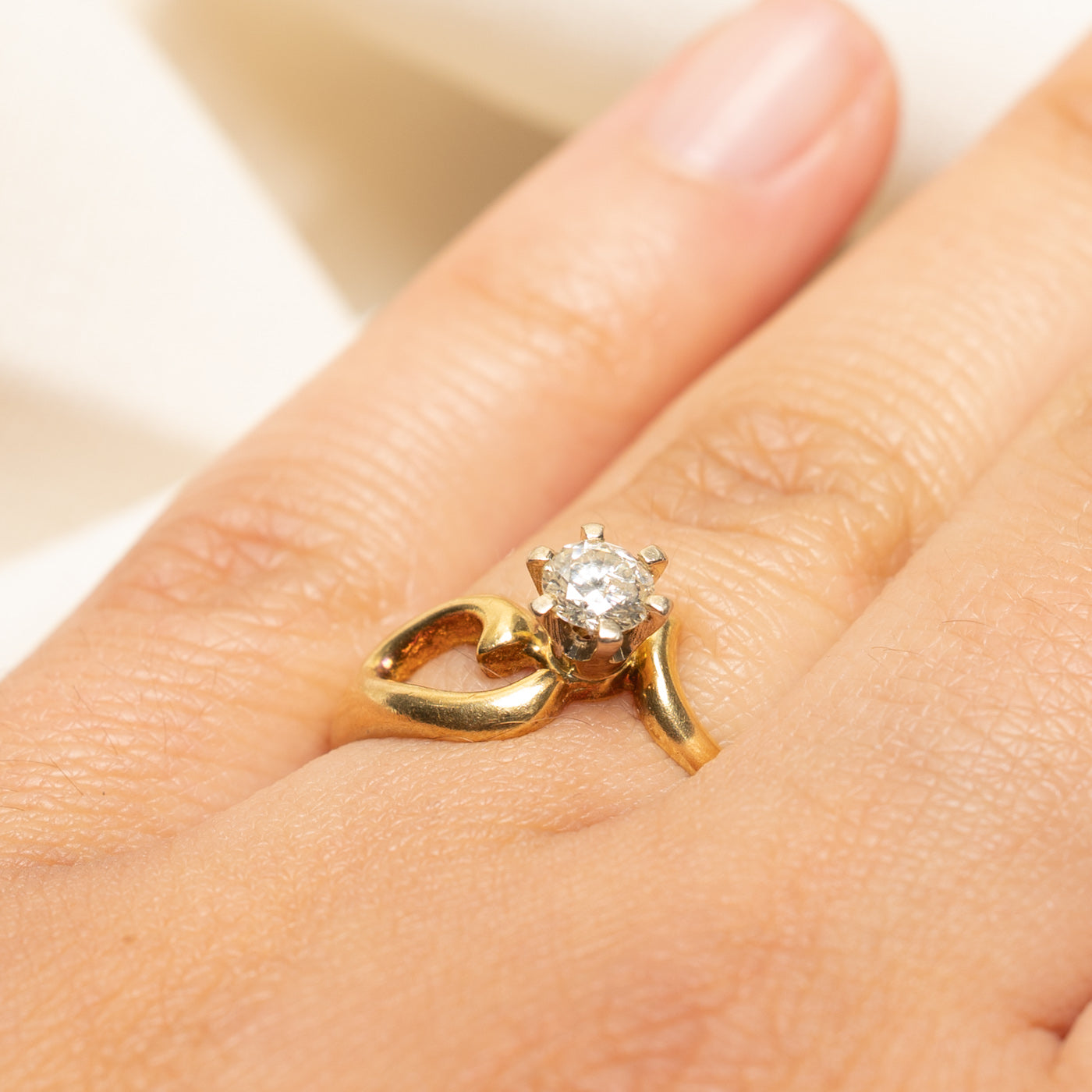 High Set Diamond Wave Design Ring | 0.37ct | SZ 6.75