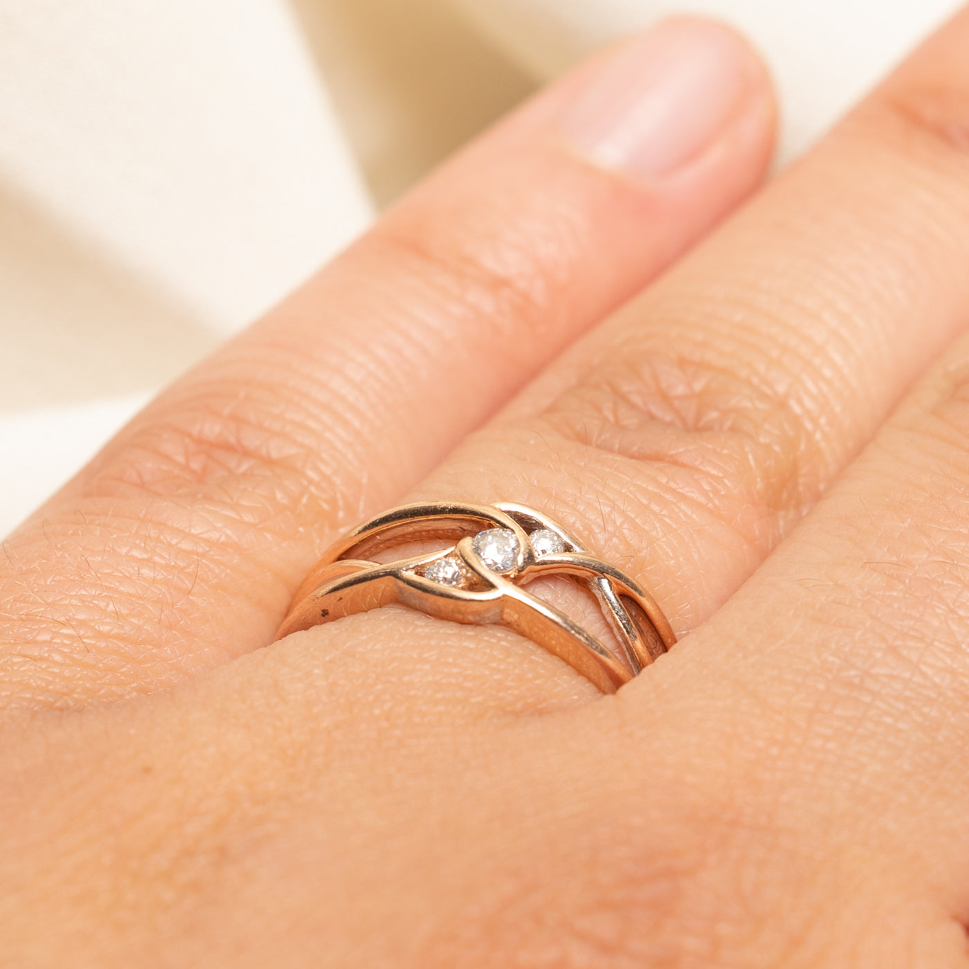 Diagonal Diamond Multi Cross Over Ring | 0.10ctw | SZ 6.75