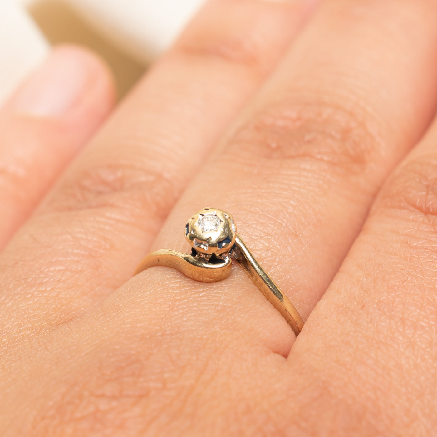Solitaire Diamond Bypass Ring | 0.03ct | SZ 7.5