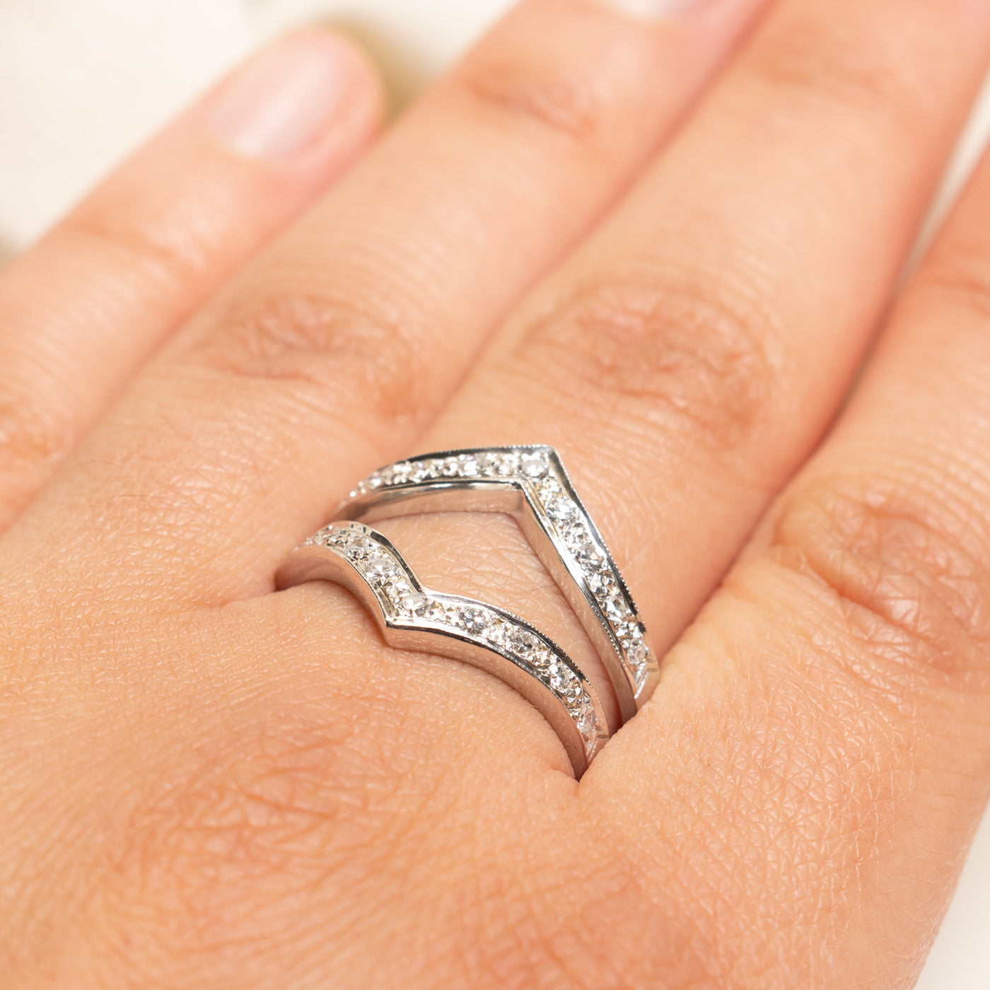 14k Diamond Chevron Ring Guard | 0.44ctw | SZ 10
