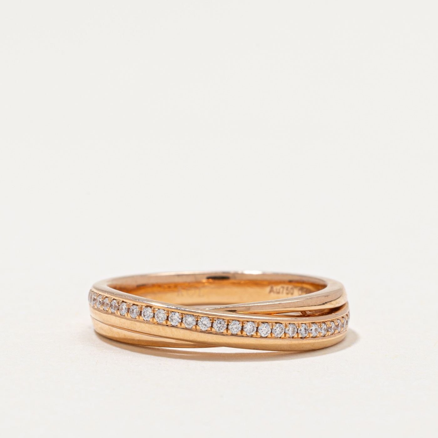 18k Diamond Cross Over Ring | 0.10ctw | SZ 5.25