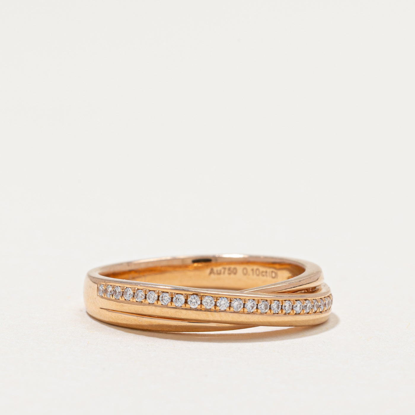 18k Diamond Cross Over Ring | 0.10ctw | SZ 5.25