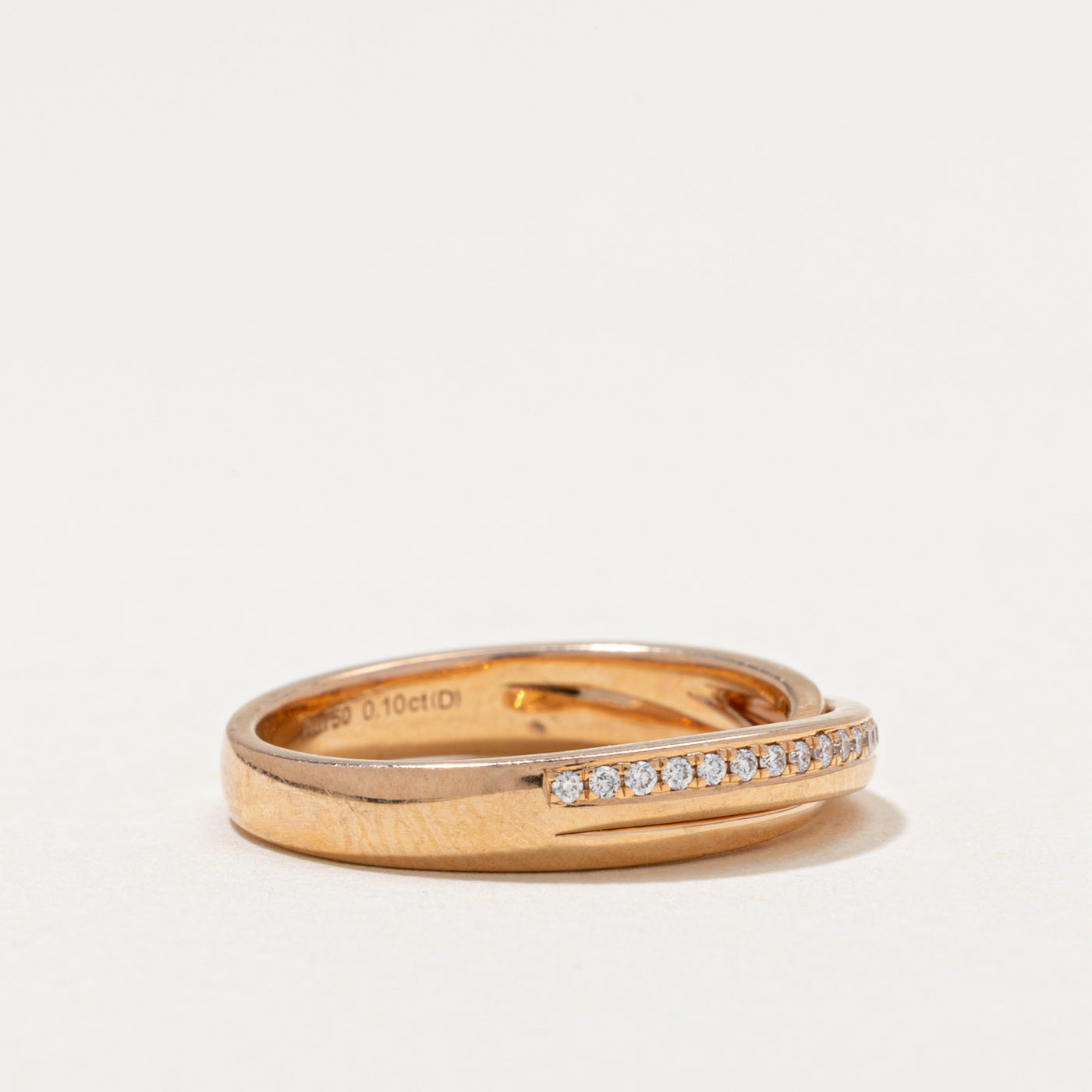 18k Diamond Cross Over Ring | 0.10ctw | SZ 5.25