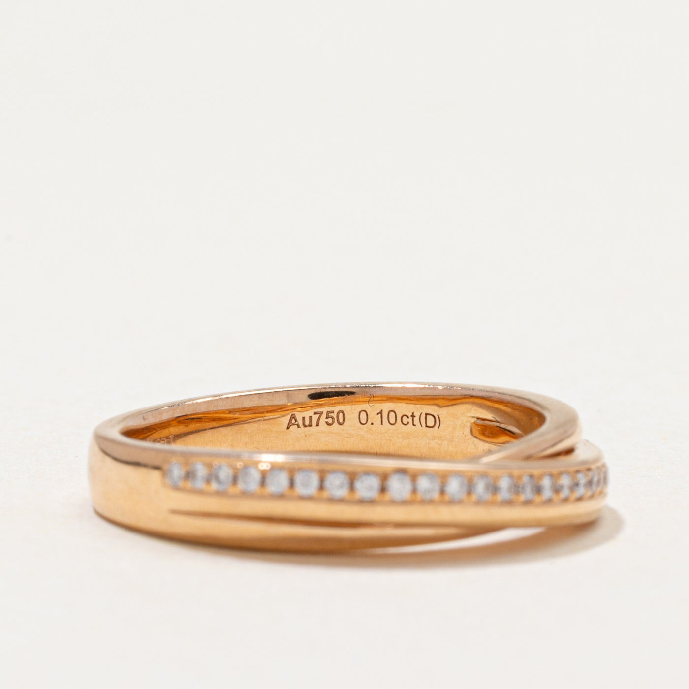 18k Diamond Cross Over Ring | 0.10ctw | SZ 5.25