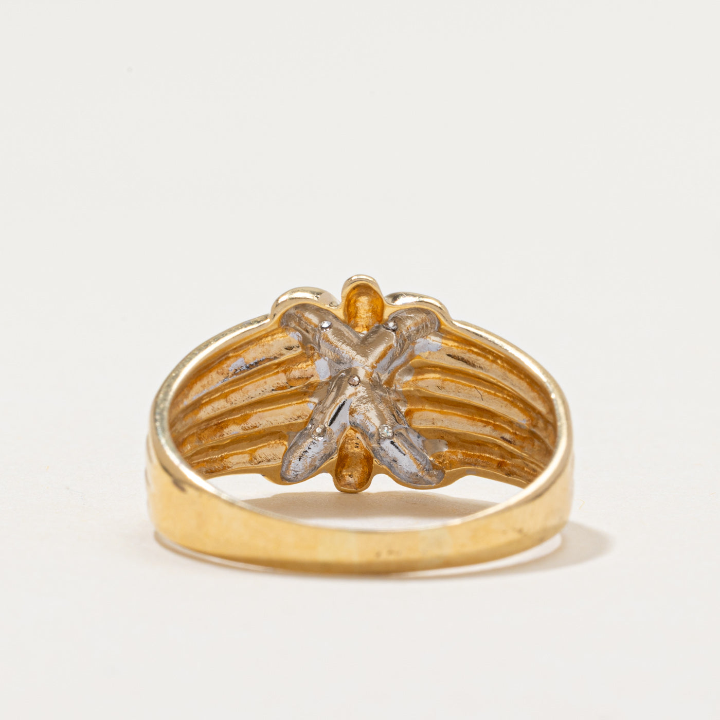 Diamond 'X' Grooved Ring | 0.03ctw | SZ 8.5
