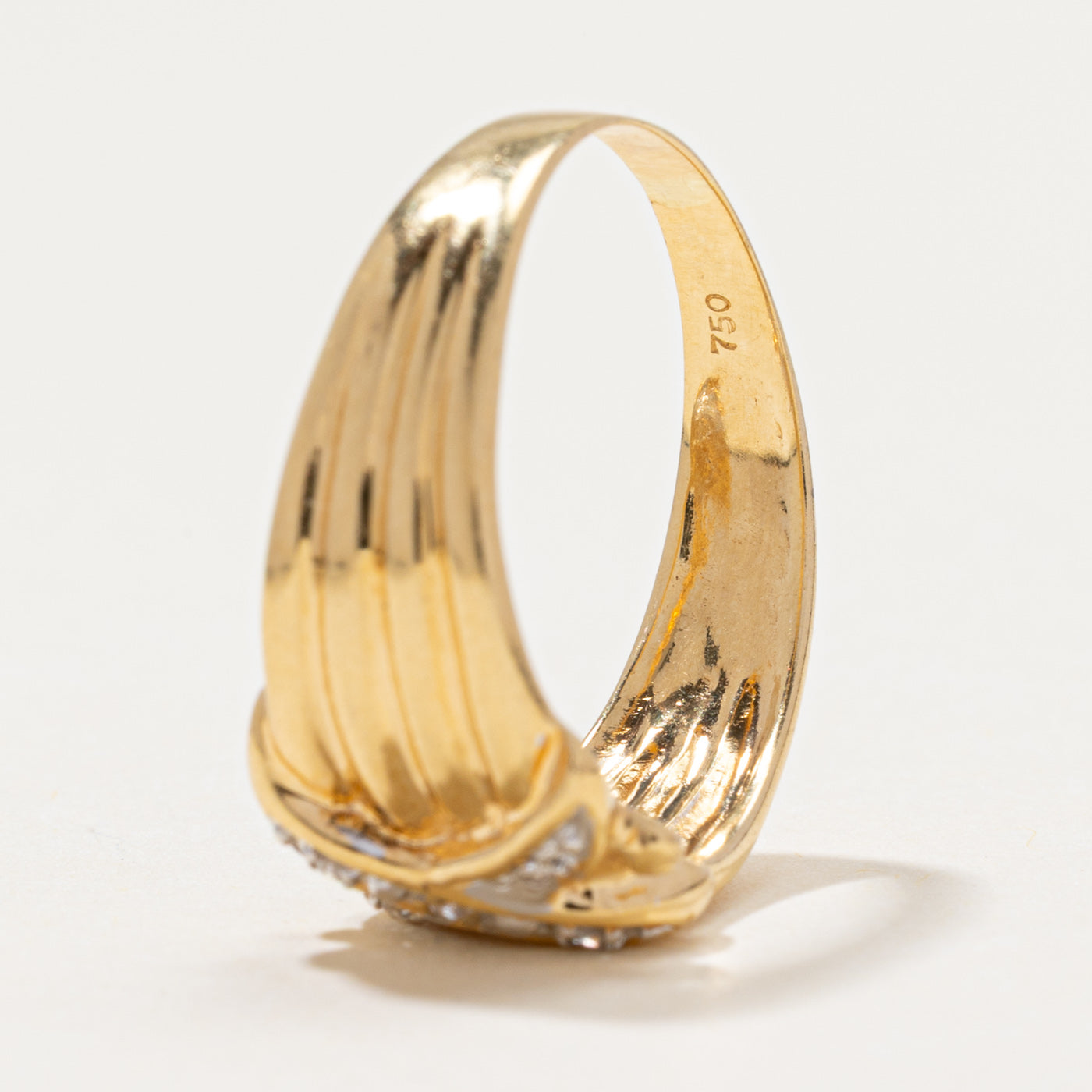 Diamond 'X' Grooved Ring | 0.03ctw | SZ 8.5
