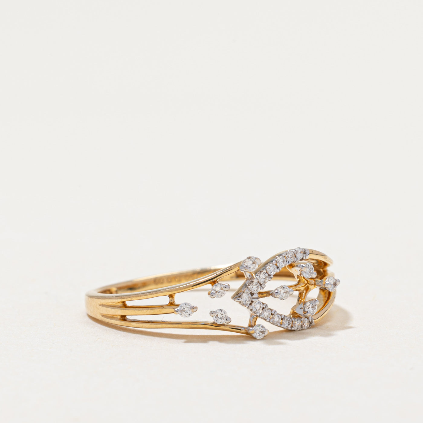 Diamond Open Leaf Ring | 0.09ctw | SZ 6.25