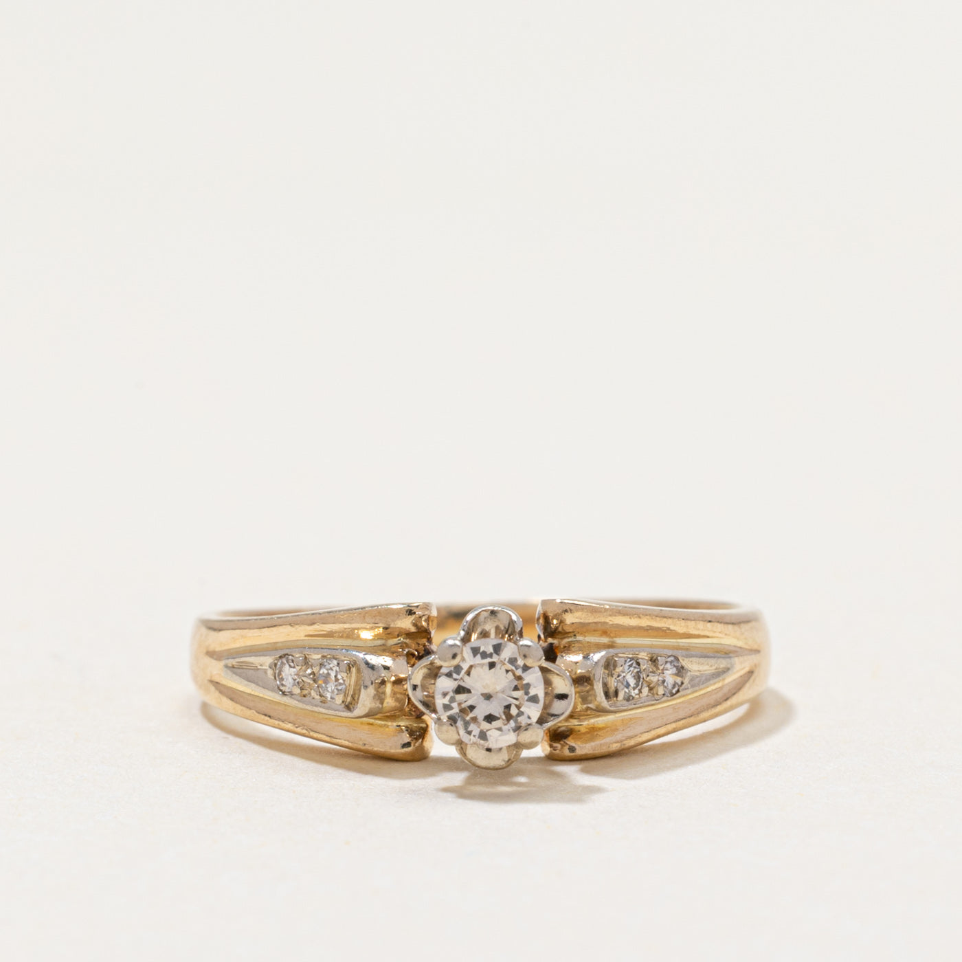 Diamond Grooved Tapered Ring | 0.10ctw | SZ 5