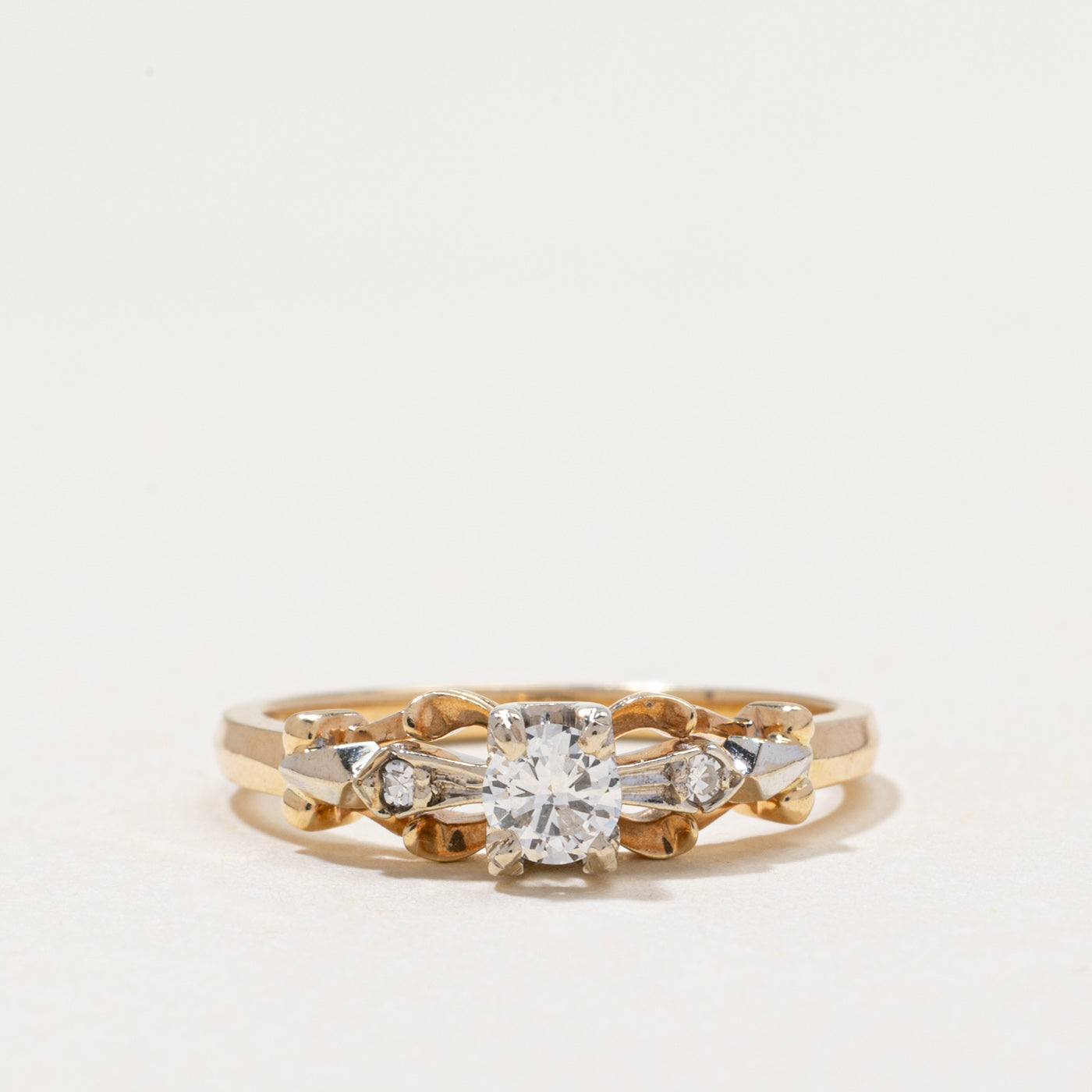 Vintage Two Tone Gold Diamond Ring | 0.21ctw | SZ 6