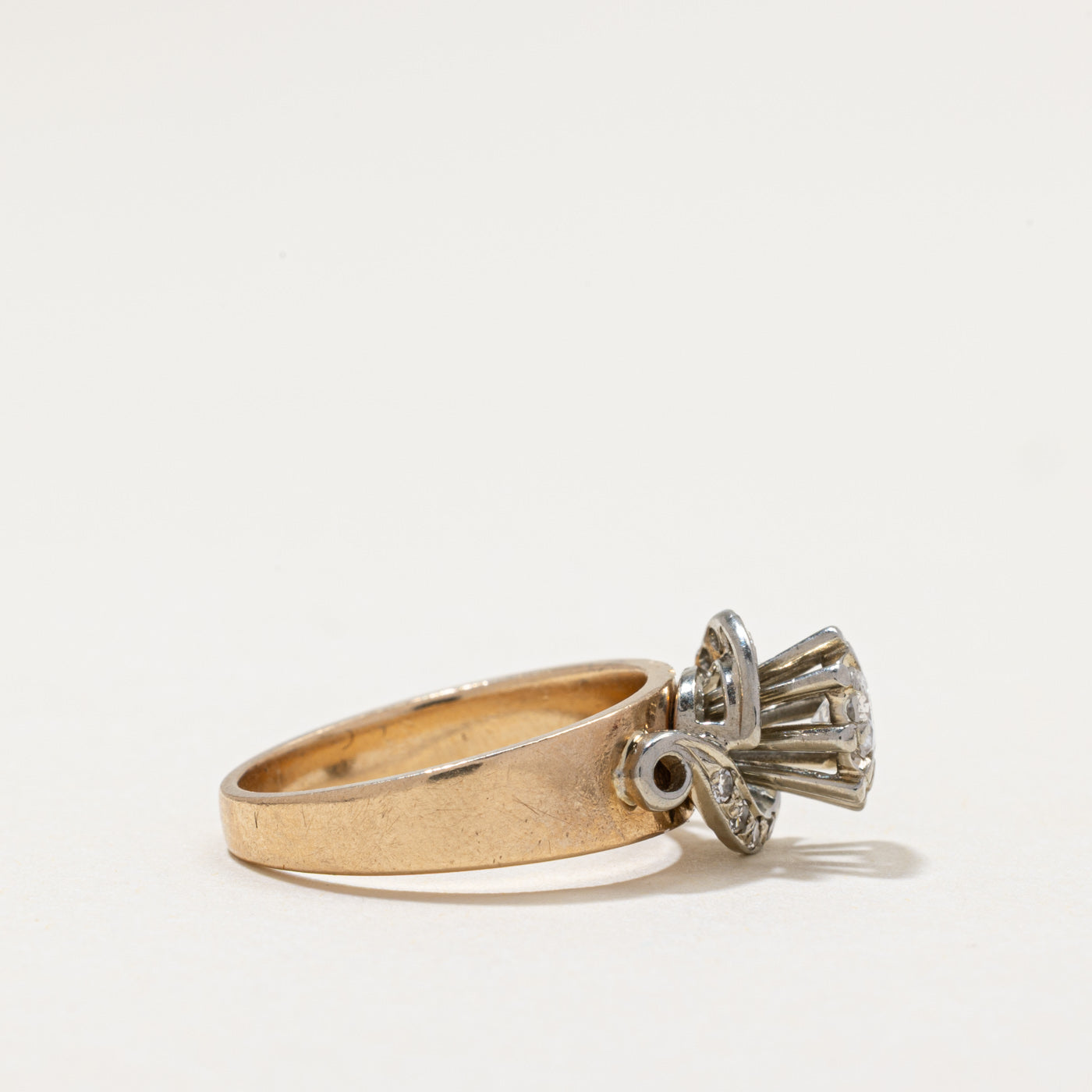 Two Tone Gold High Set Diamond Ring | 0.29ctw | SZ 4.75