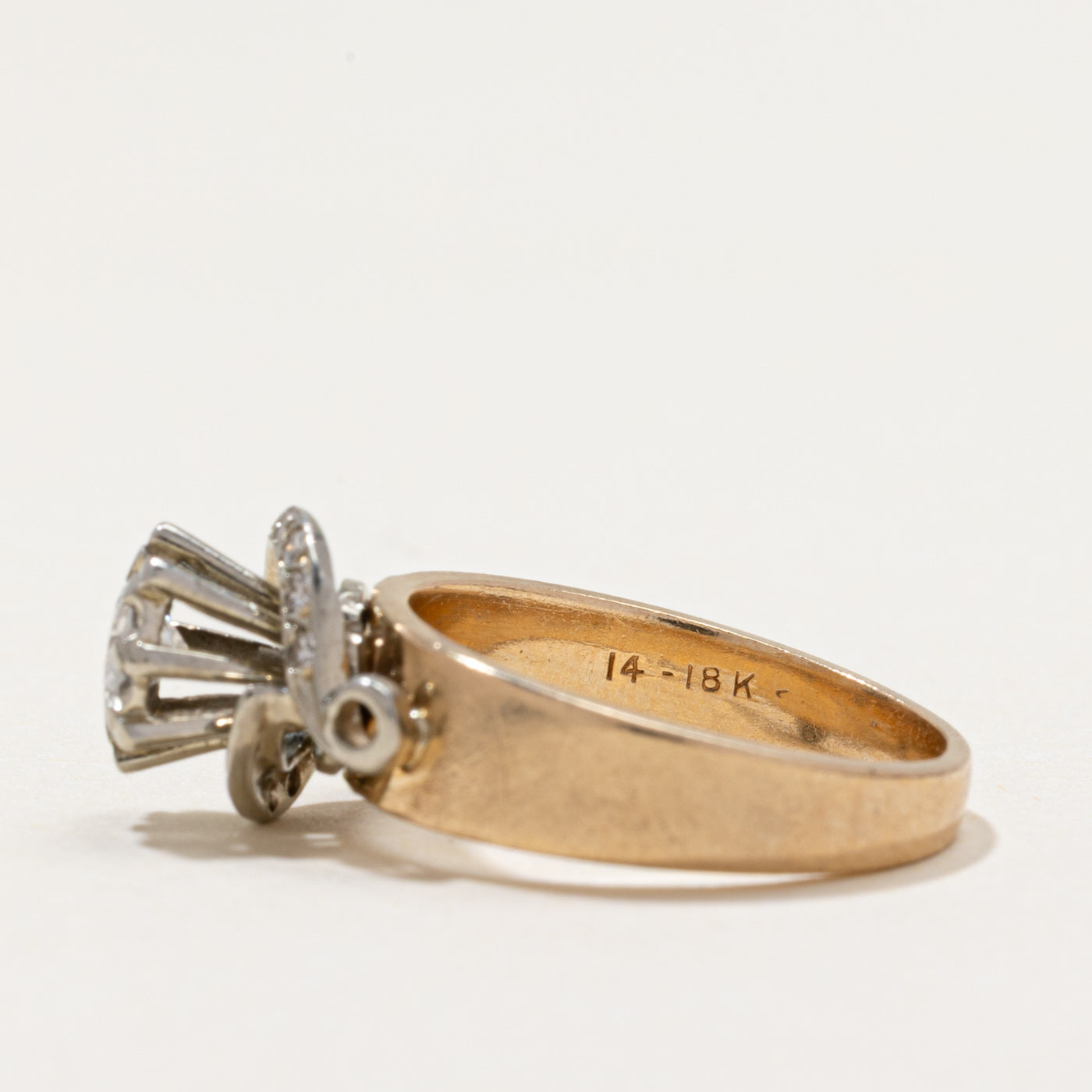 Two Tone Gold High Set Diamond Ring | 0.29ctw | SZ 4.75