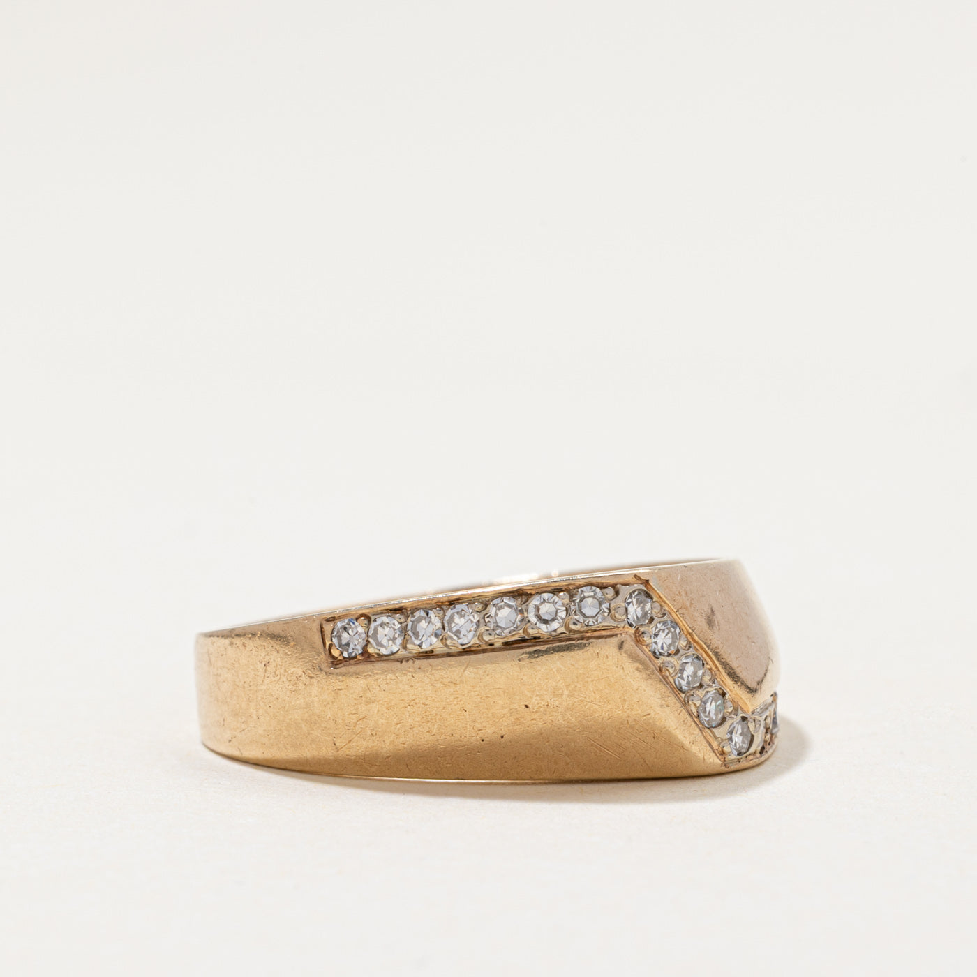 10k Diamond Zig Zag Chunky Ring | 0.28ctw | SZ 11