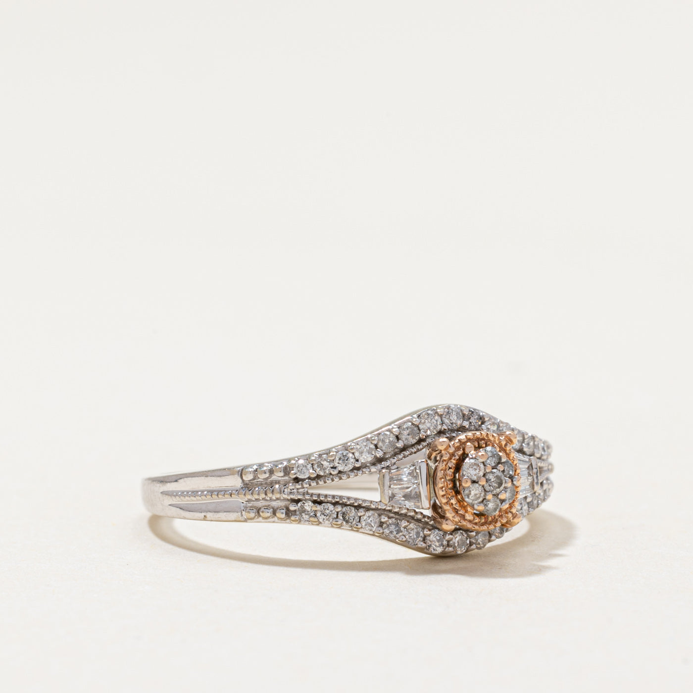 10k Two Tone Gold Diamond Cluster Ring | 0.22ctw | SZ 8.25