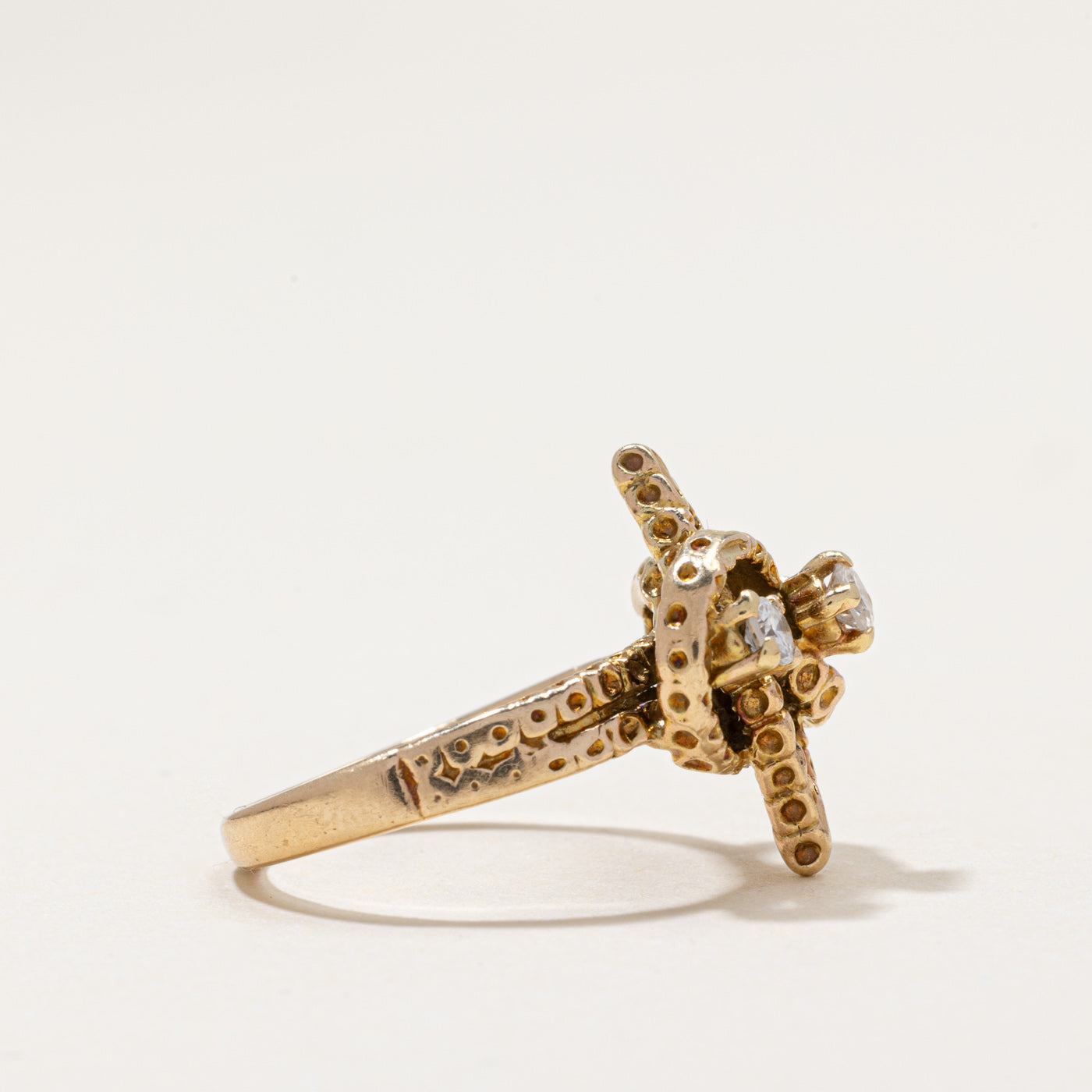 Three Stone Diamond Cross Over Ring | 0.26ctw | SZ 6.75