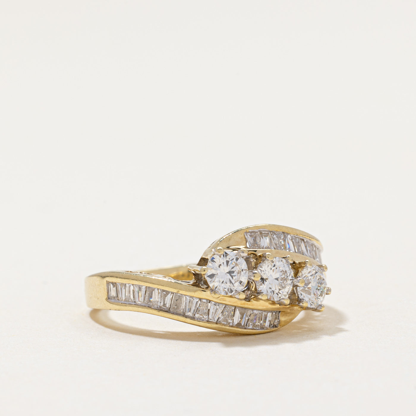 Three Stone Diamond Bypass Ring | 0.87ctw | SZ 6.75