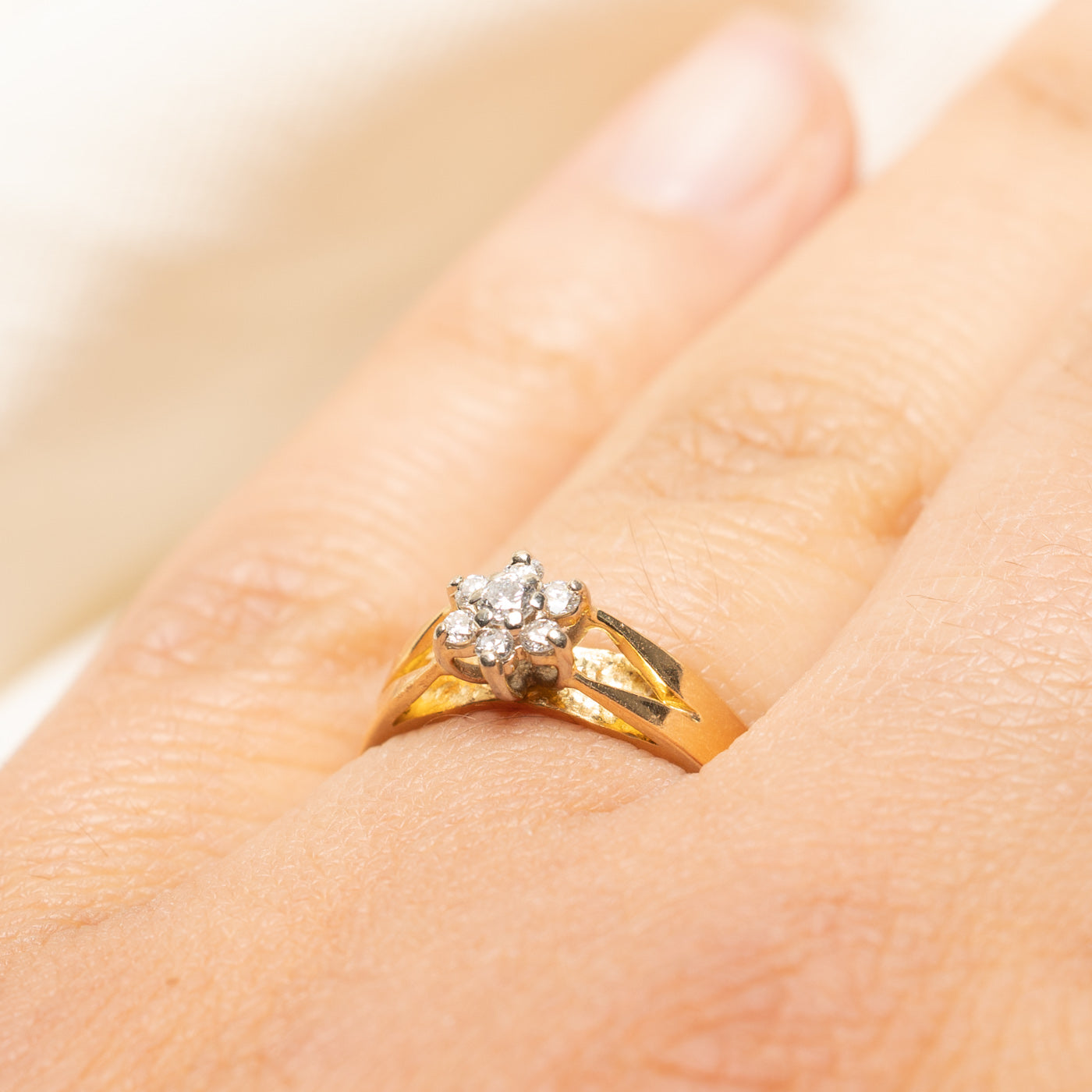 Diamond Petal Cathedral Ring | 0.13ctw | SZ 6.25