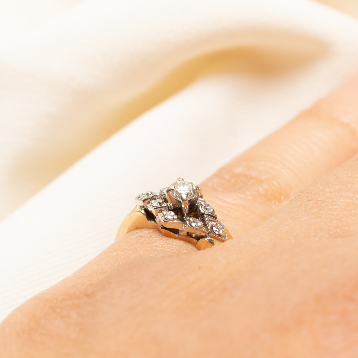 14k Diamond Rhombus Ring | 0.27ctw | SZ 7.75
