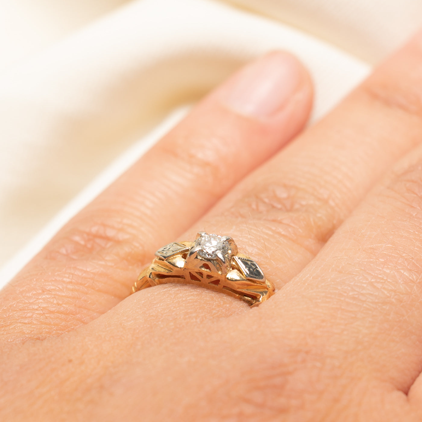 Solitaire Diamond Openwork Ring | 0.20ct | SZ 6.5