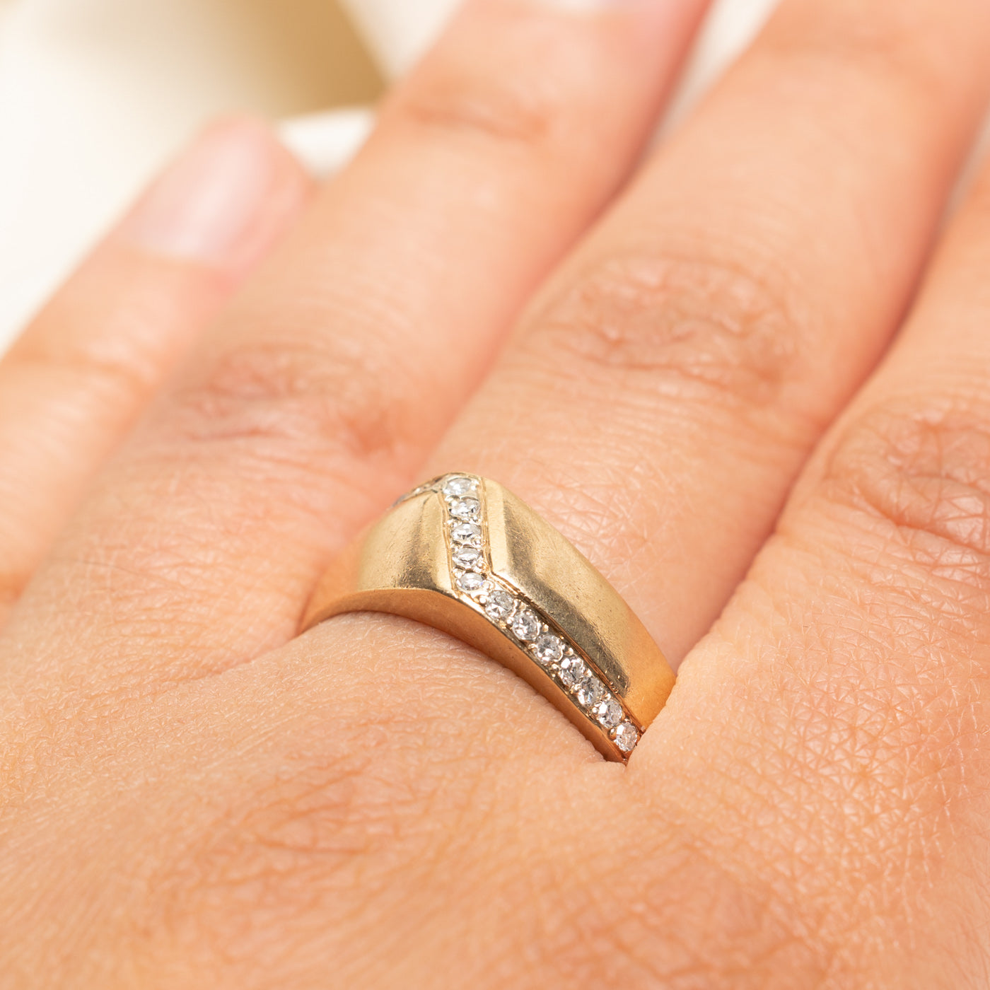 10k Diamond Zig Zag Chunky Ring | 0.28ctw | SZ 11