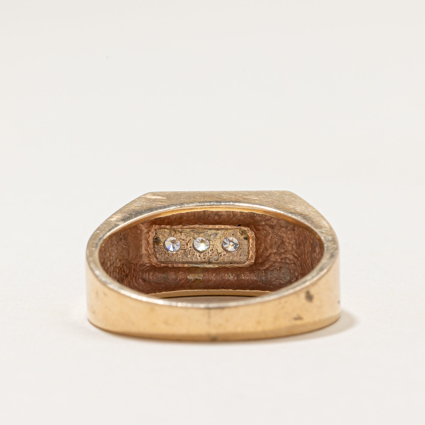 Three Stone Diamond Signet Ring | 0.13ctw | SZ 9.75
