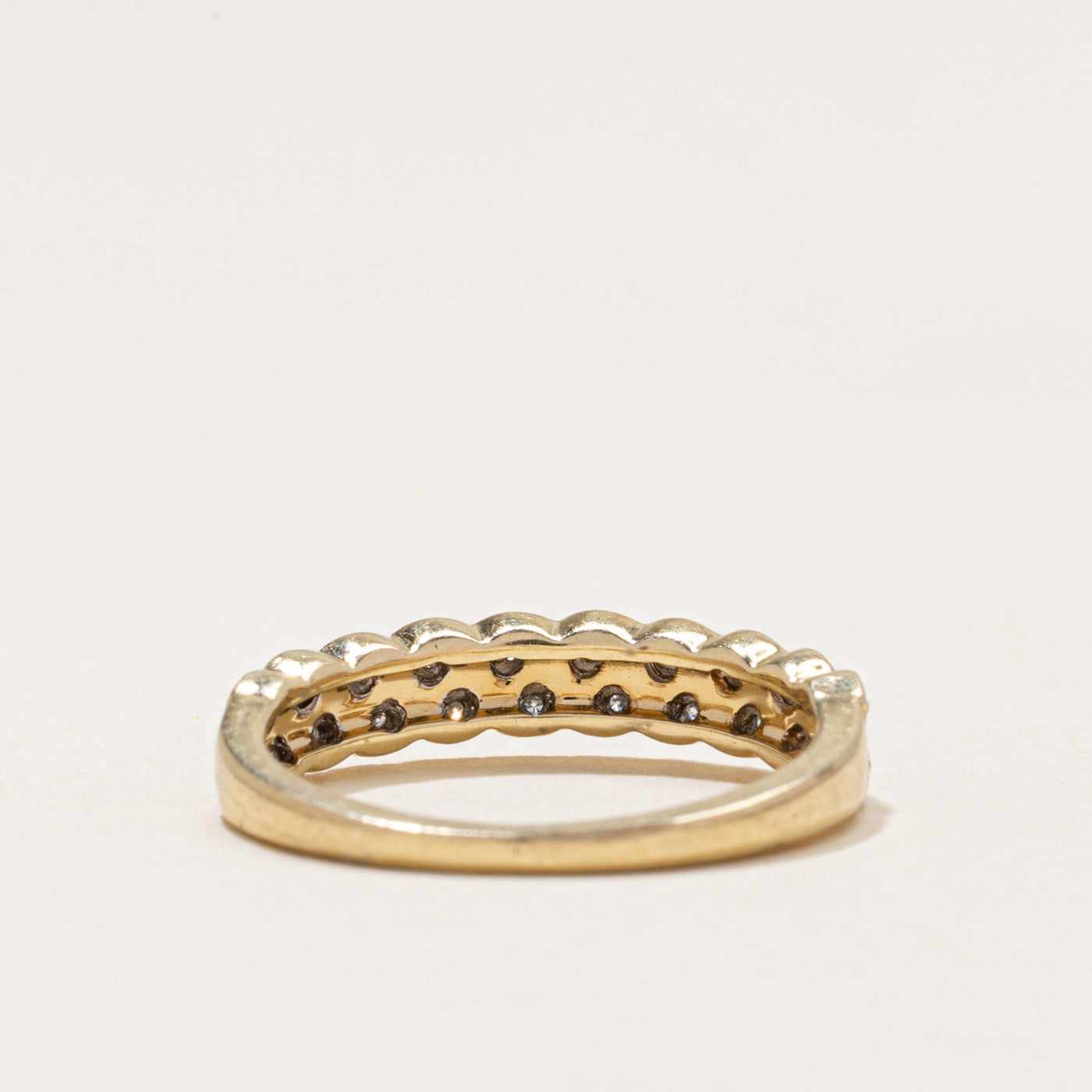 Bague double rangée de diamants en or 10 carats | 0,06 ct au total | Taille 5