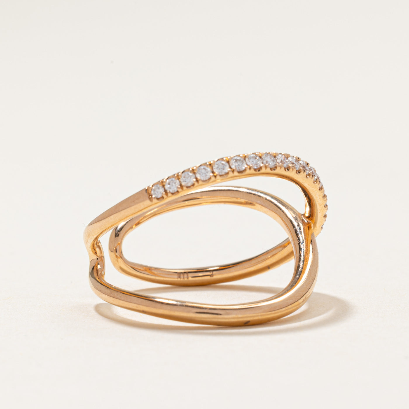 Pavé Set Diamond Cross Over Ring | 0.32ctw | SZ 7.75